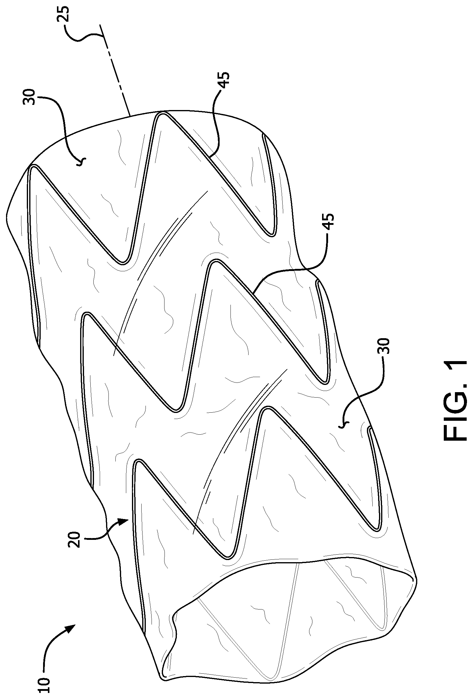 Patent US12376977 Figure 1 – Stent graft device with anchoring members having adjustable geometries