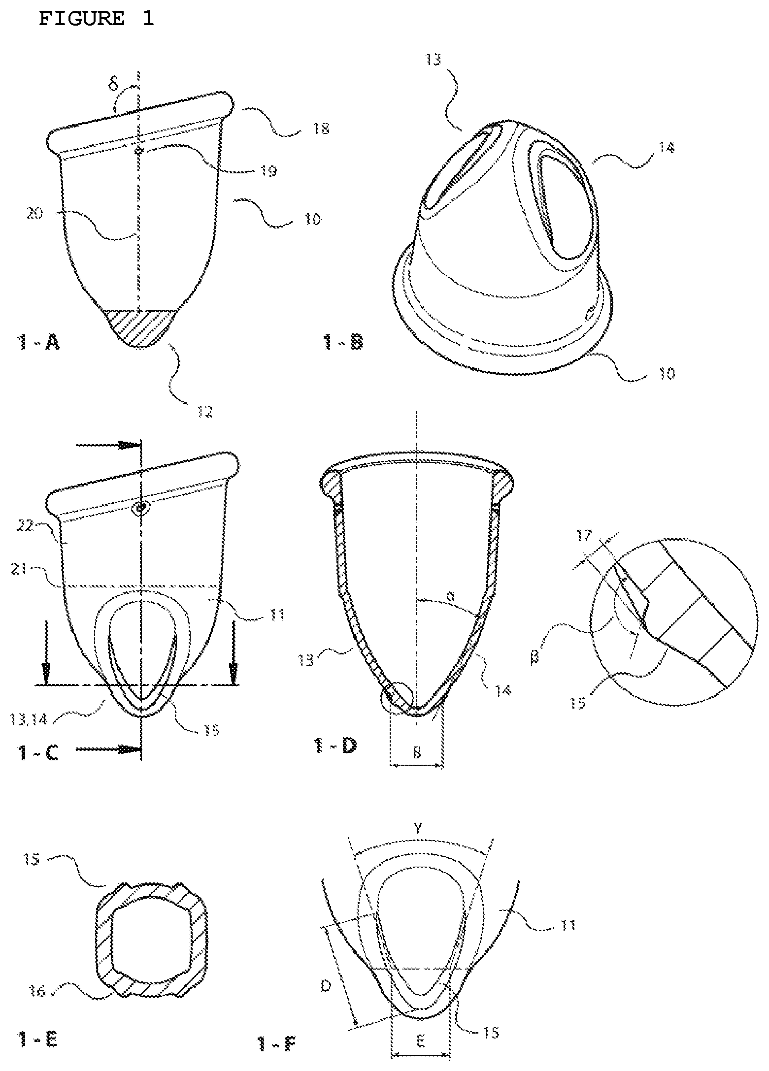 Patent US12376986 Figure 1 – Anatomical menstrual cup