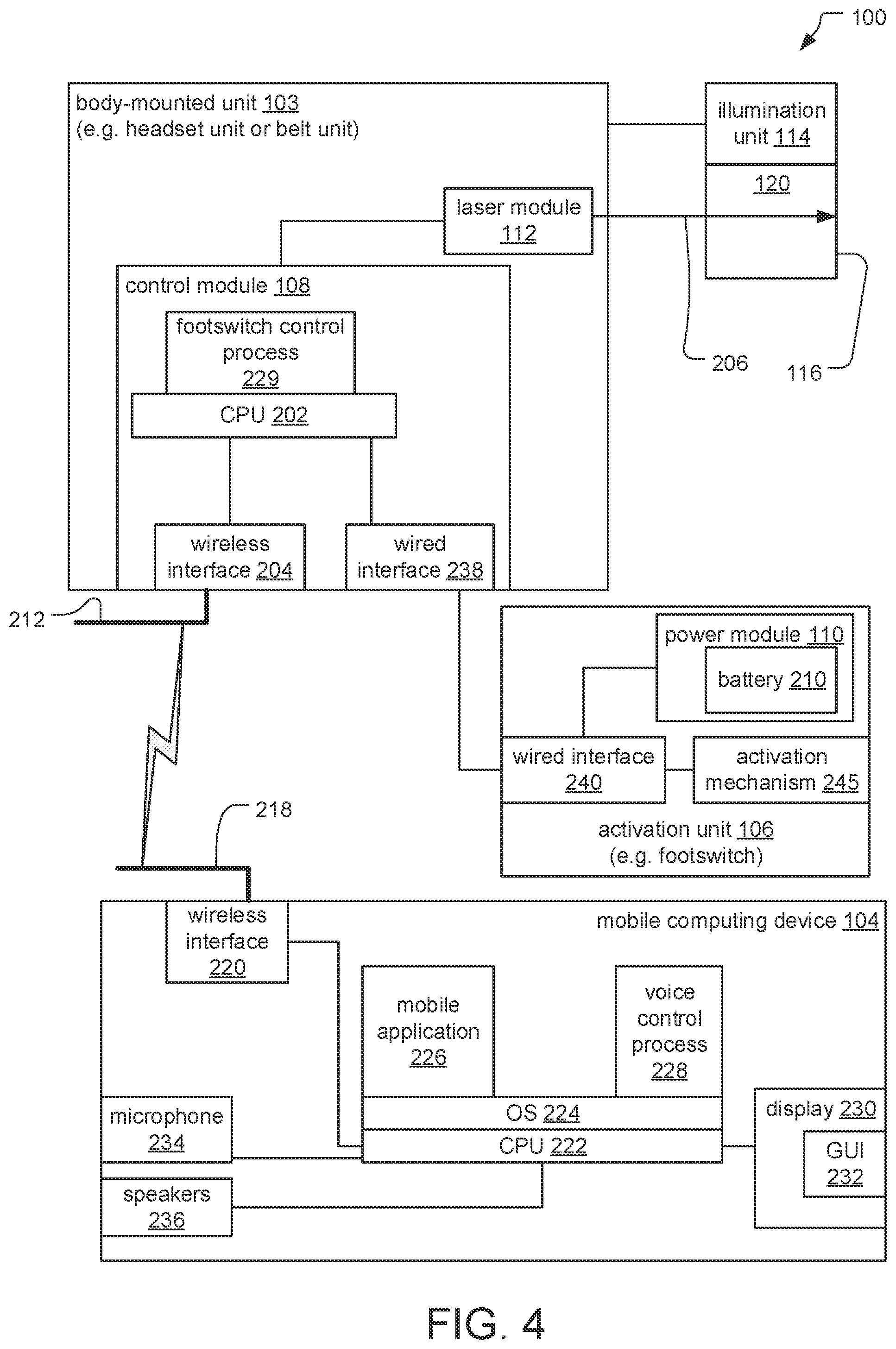 Patent US12376994 Figure 4 – Body mounted laser indirect ophthalmoscope (LIO) system