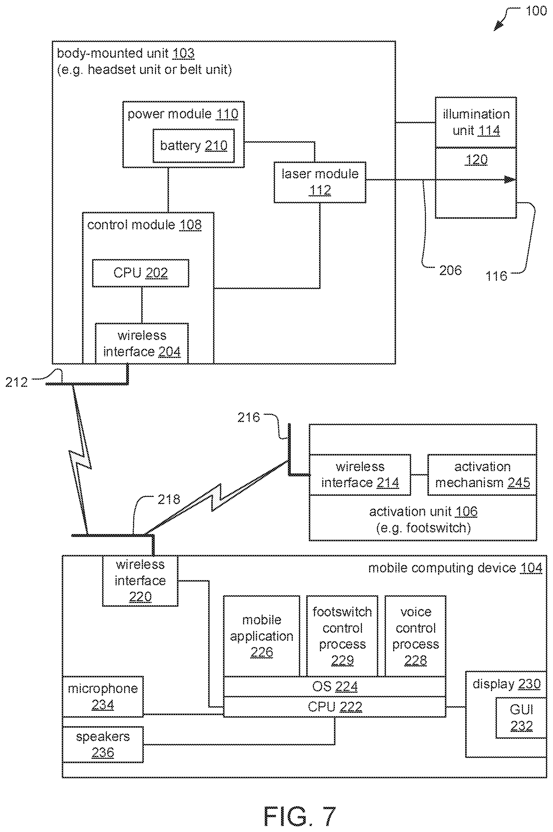 Patent US12376994 Figure 7 – Body mounted laser indirect ophthalmoscope (LIO) system