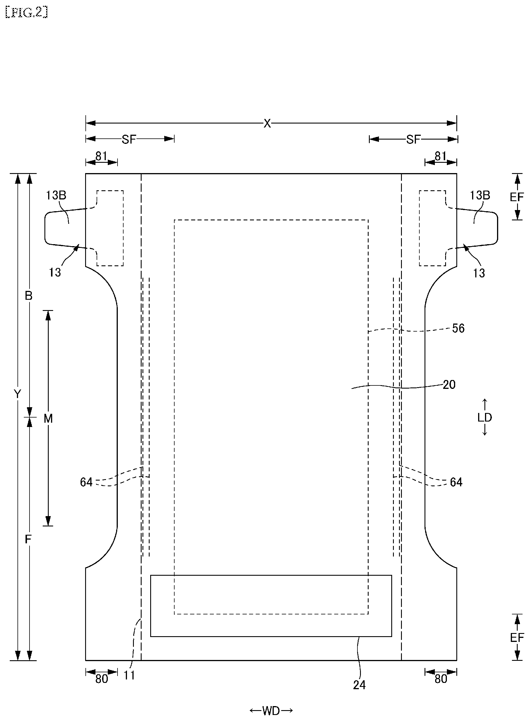 Patent US12377002 Figure 2 – Disposable wearing article