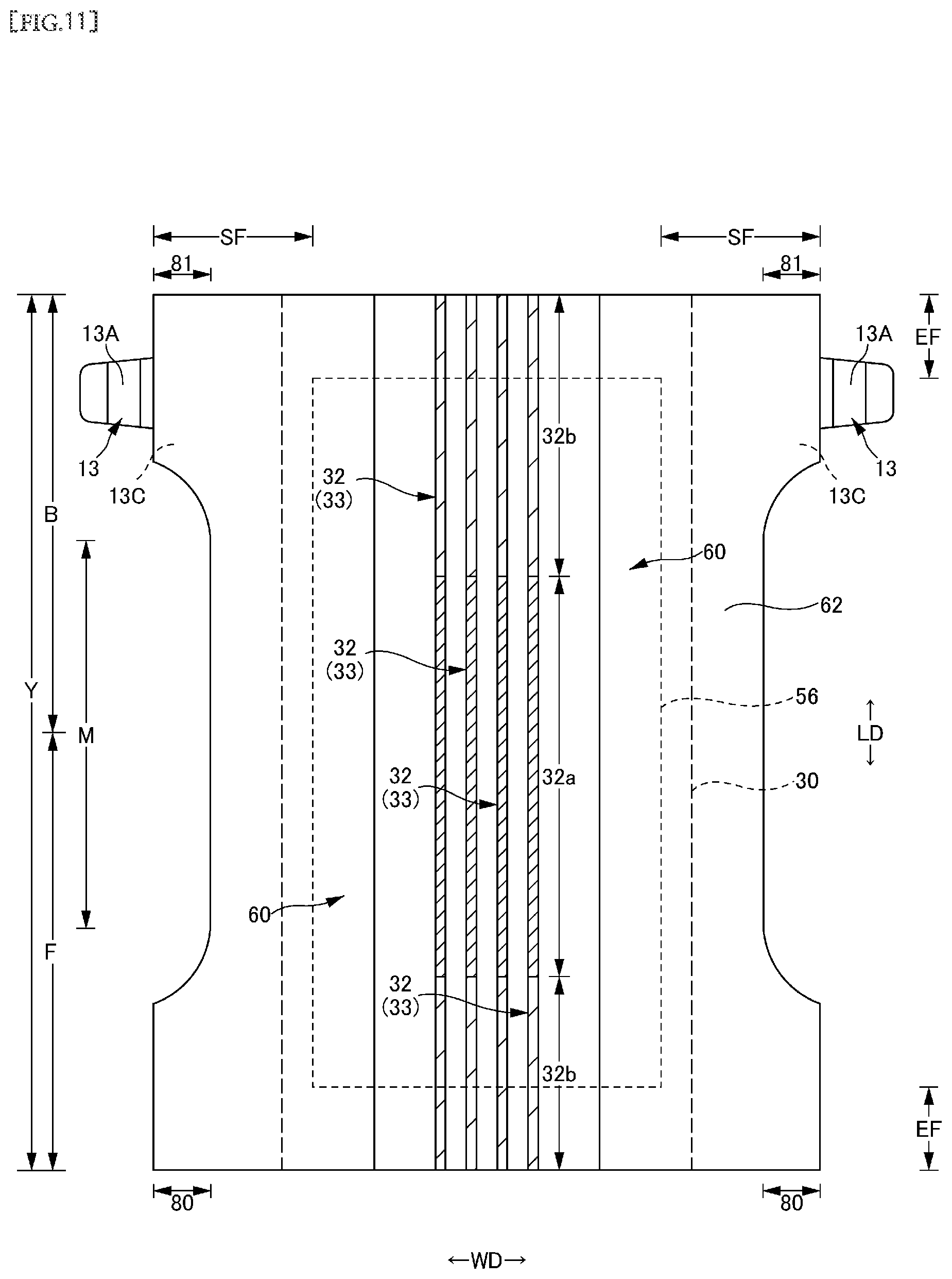 Patent US12377002 Figure 11 – Disposable wearing article