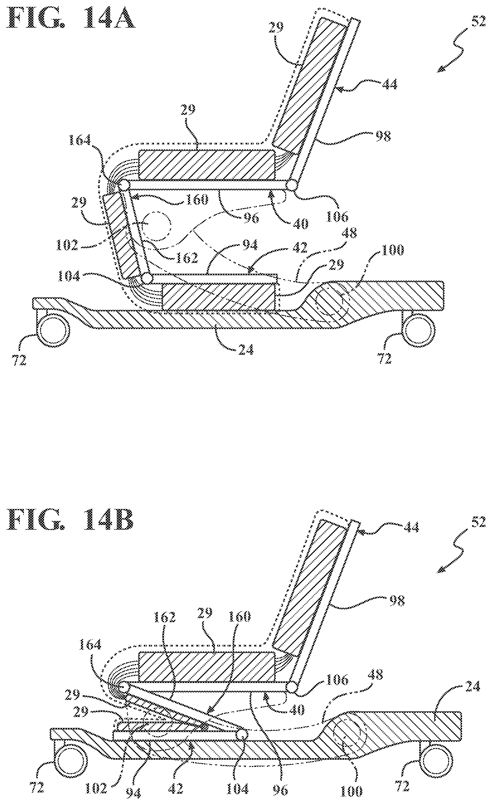 Patent US12377004 Figure 13 – Patient support systems with a chair configuration and a stowable foot section