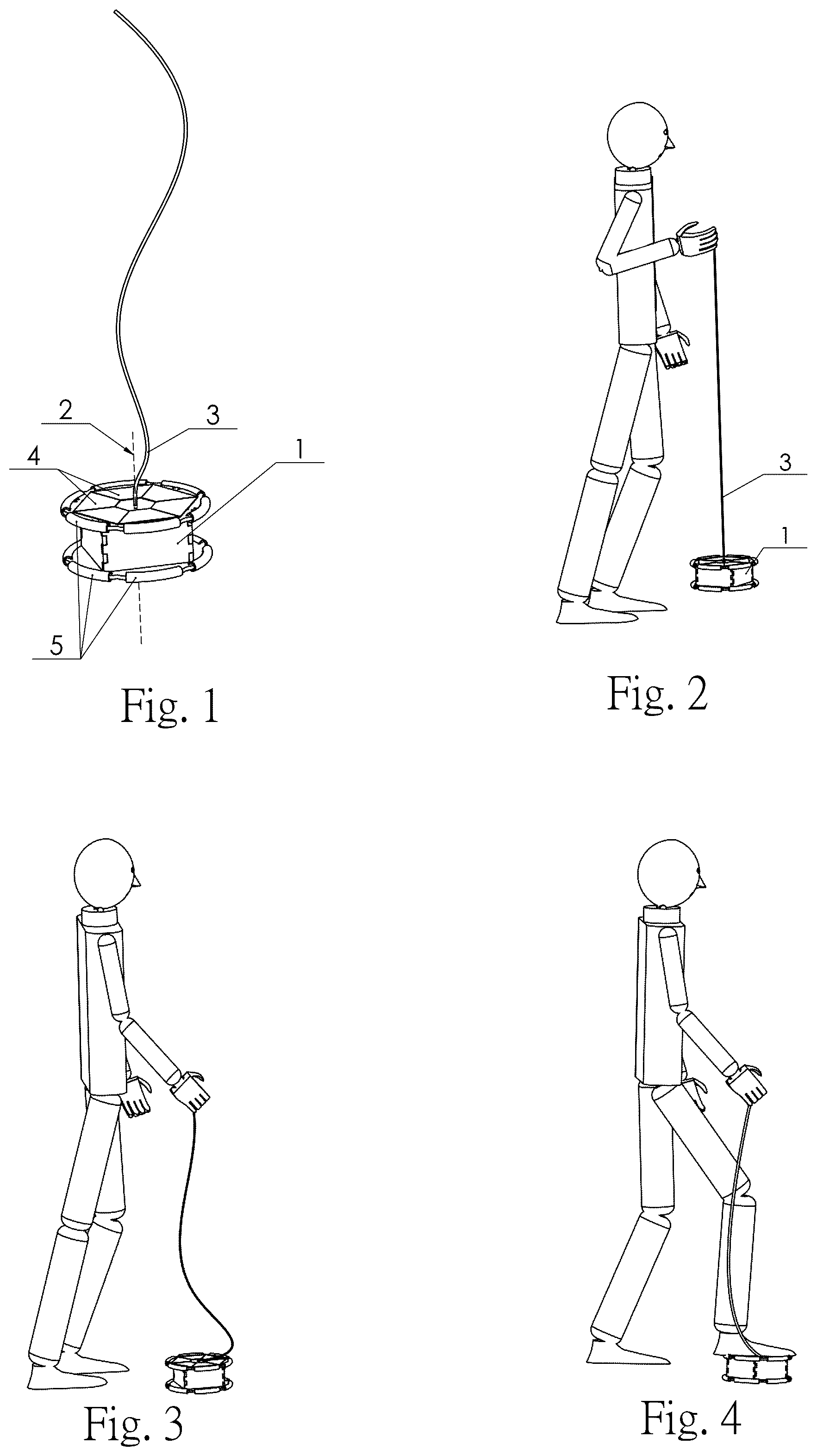 Patent US12377011 Figure 1 – Stair ascending and descending aid device with flexible tension elements