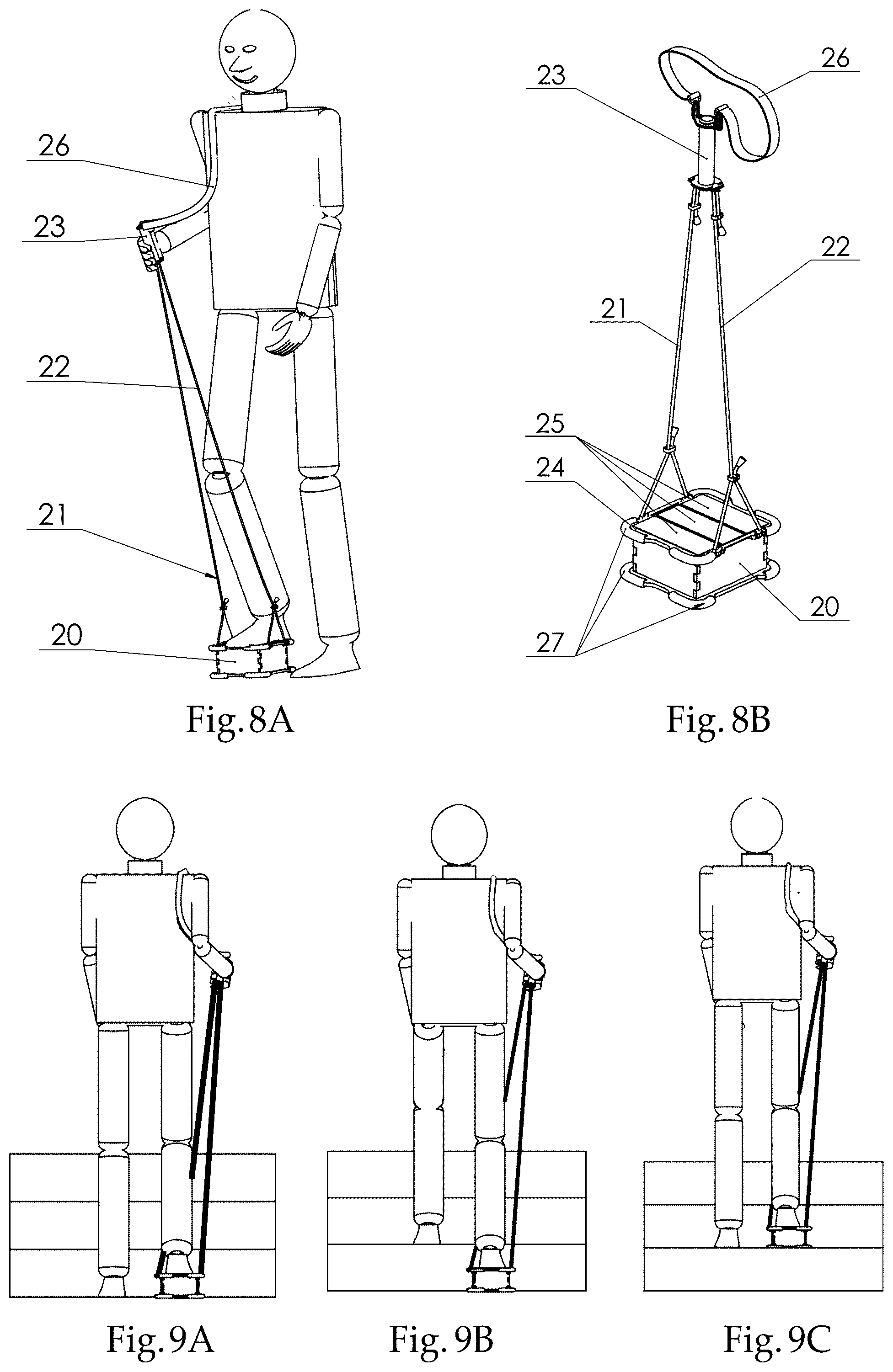 Patent US12377011 Figure 6 – Stair ascending and descending aid device with flexible tension elements