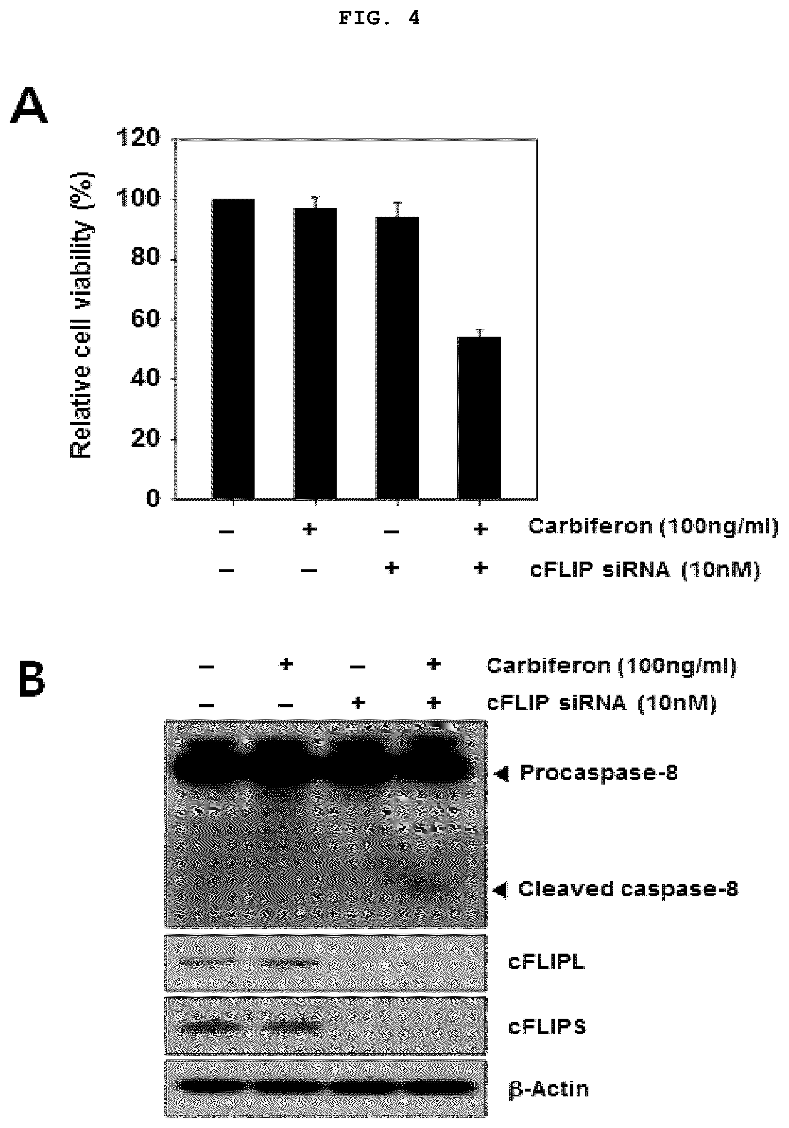 Patent US12377132 Figure 4 – Method for treating or sensitizing interferon beta resistant cancer comprising cFLIP siRNA