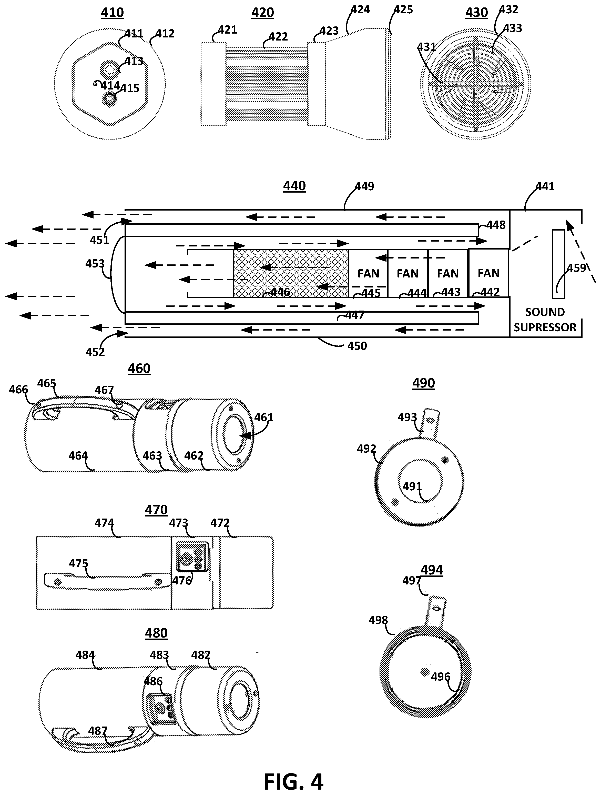 Patent US12377178 Figure 4 – UV-C virus inactivation devices and suppressing sound and operating the same