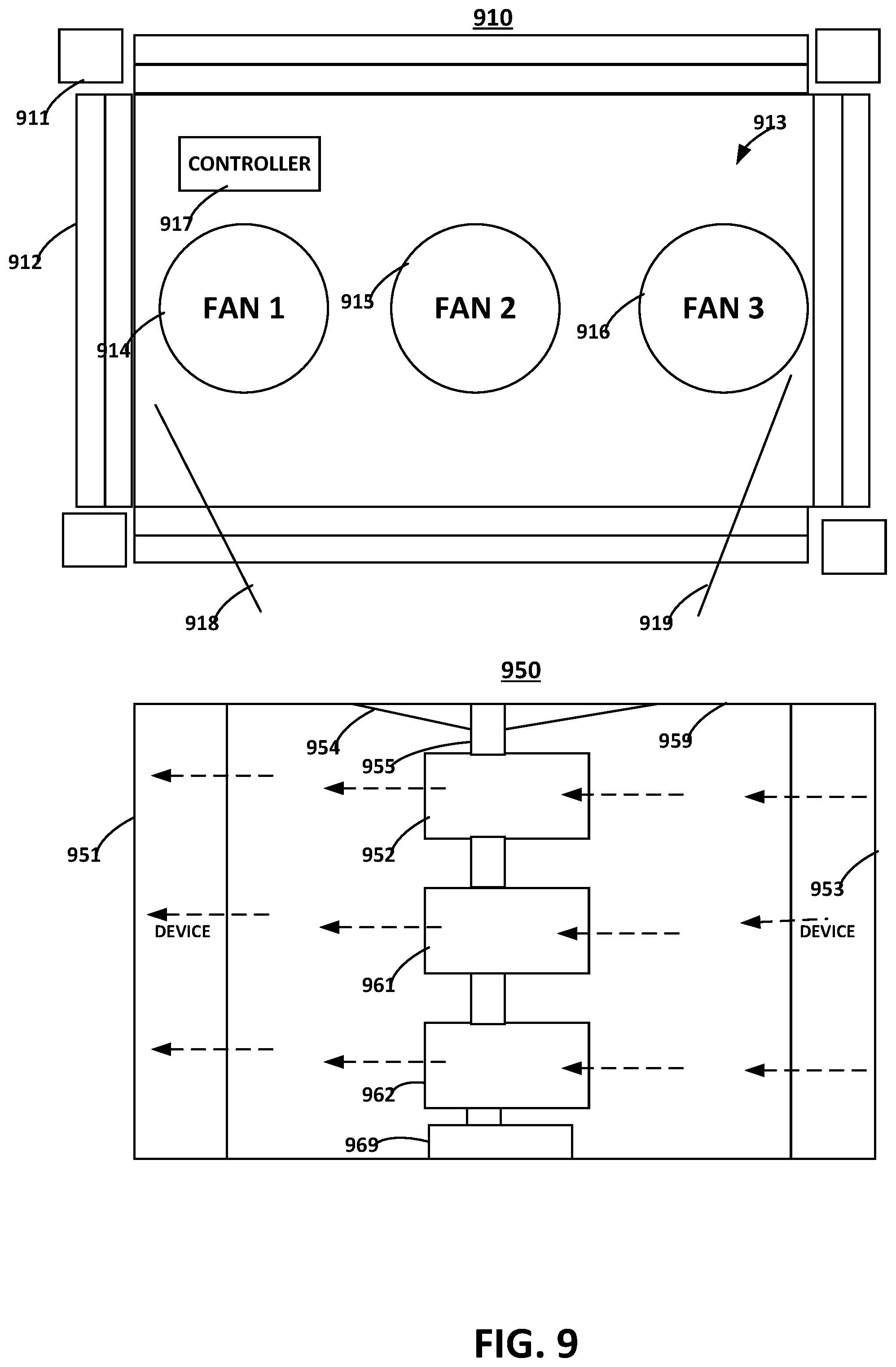 Patent US12377178 Figure 9 – UV-C virus inactivation devices and suppressing sound and operating the same