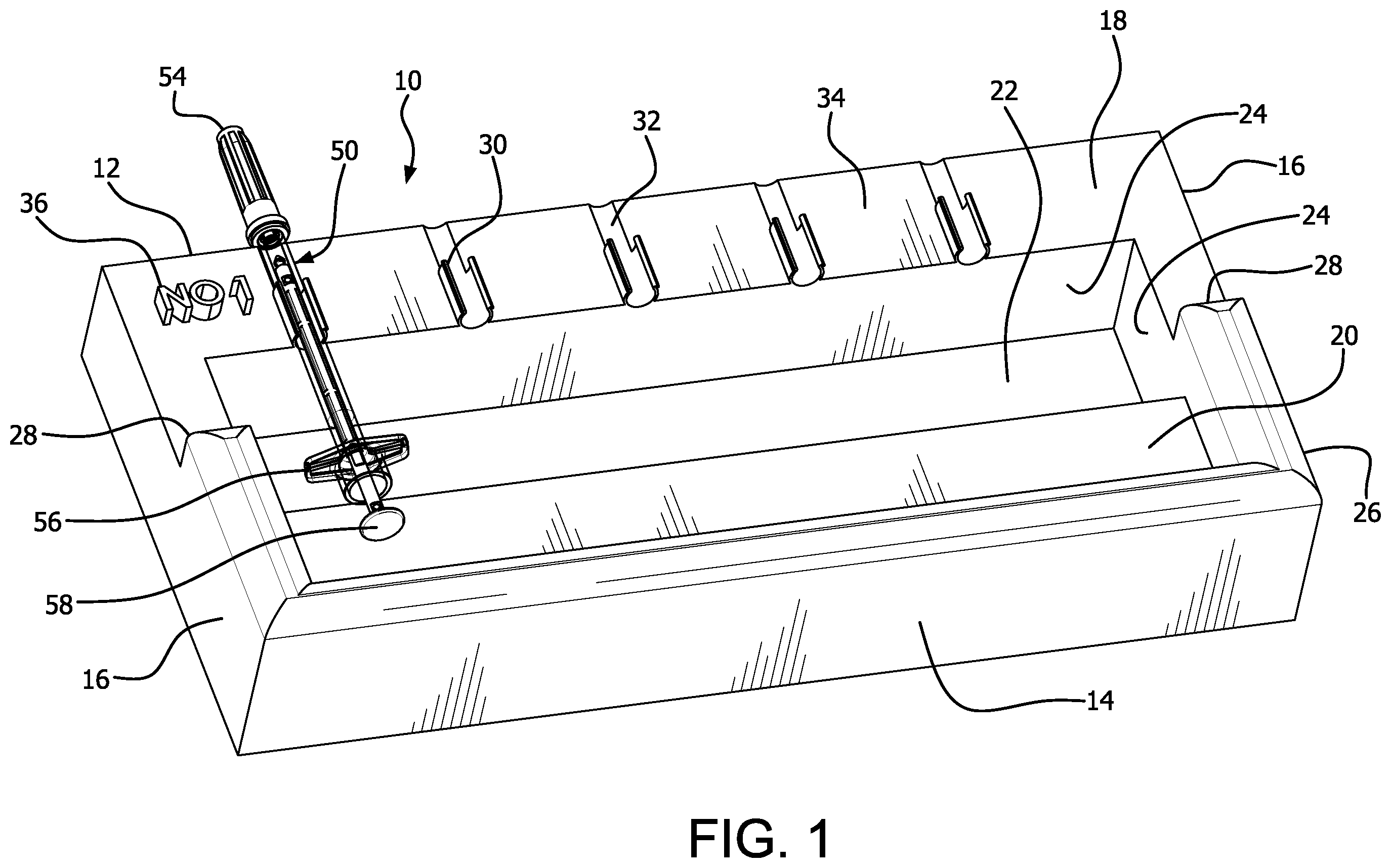 Patent US12377207 — Transportation tray for transportation of a filled syringe — Figure 1
