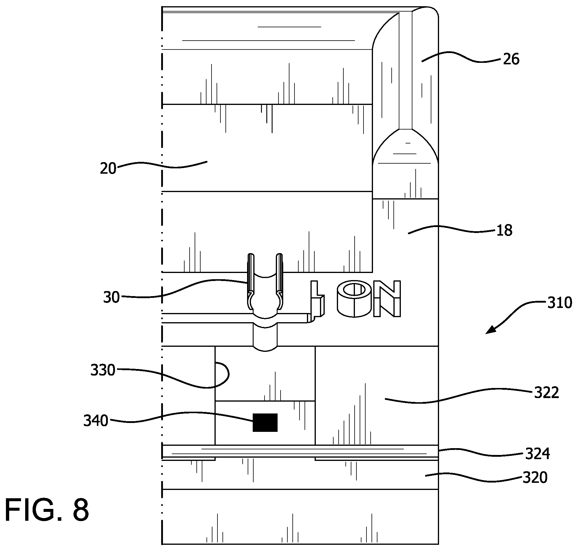 Patent US12377207 Figure 8 – Transportation tray for transportation of a filled syringe