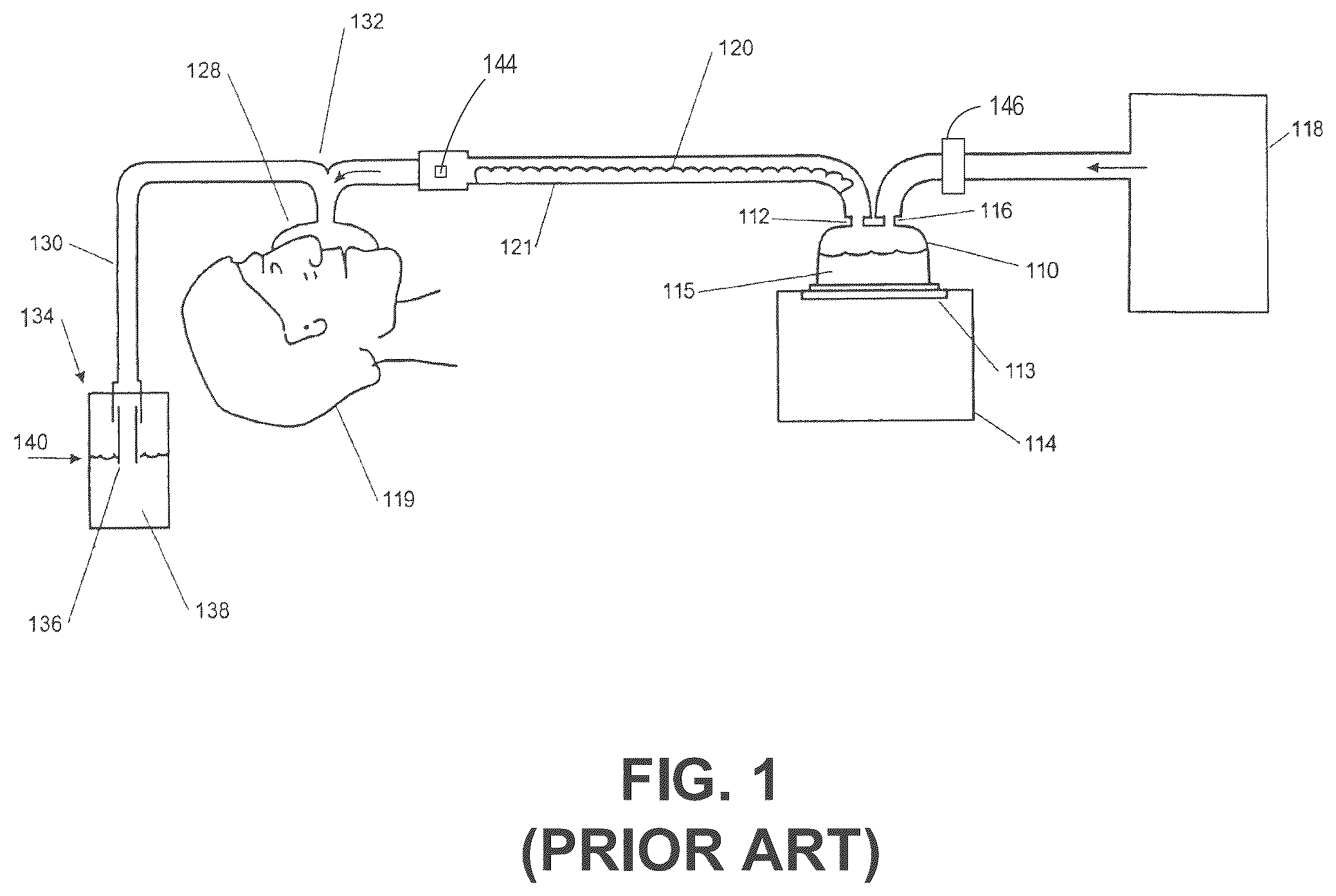 Patent US12377239 Figure 1 – Respiratory device for providing bubble CPAP