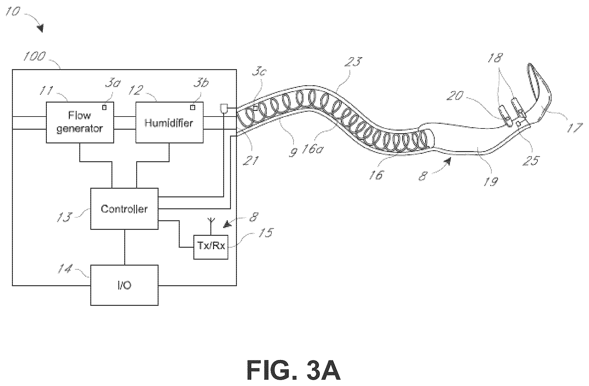 Patent US12377239 Figure 3 – Respiratory device for providing bubble CPAP
