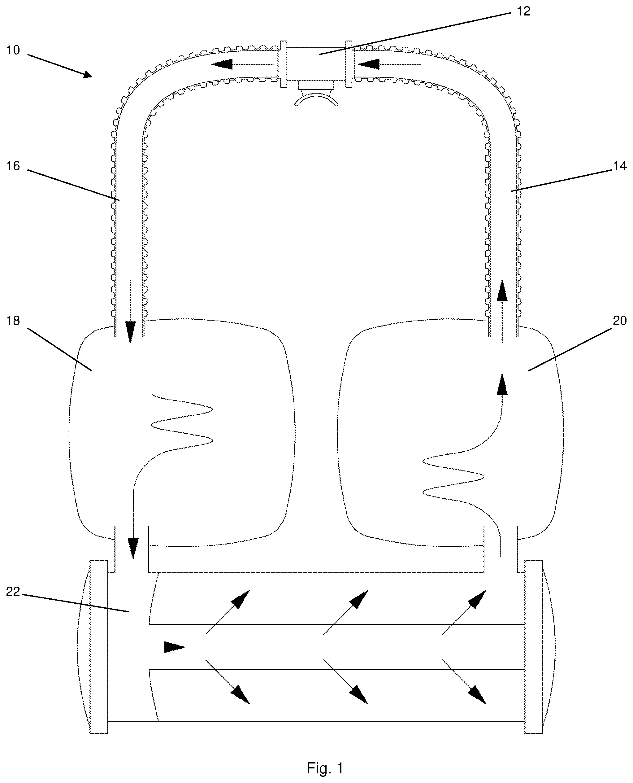 Patent US12377295 Figure 1 – Counterlung for a rebreathing apparatus