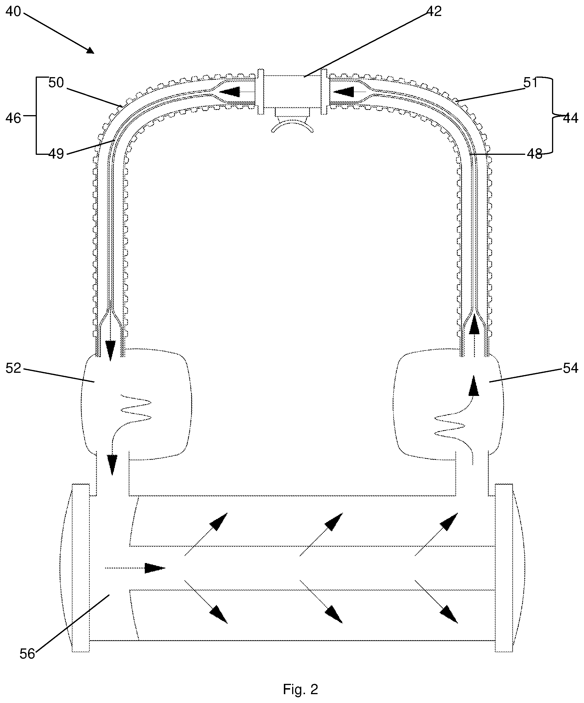 Patent US12377295 Figure 2 – Counterlung for a rebreathing apparatus