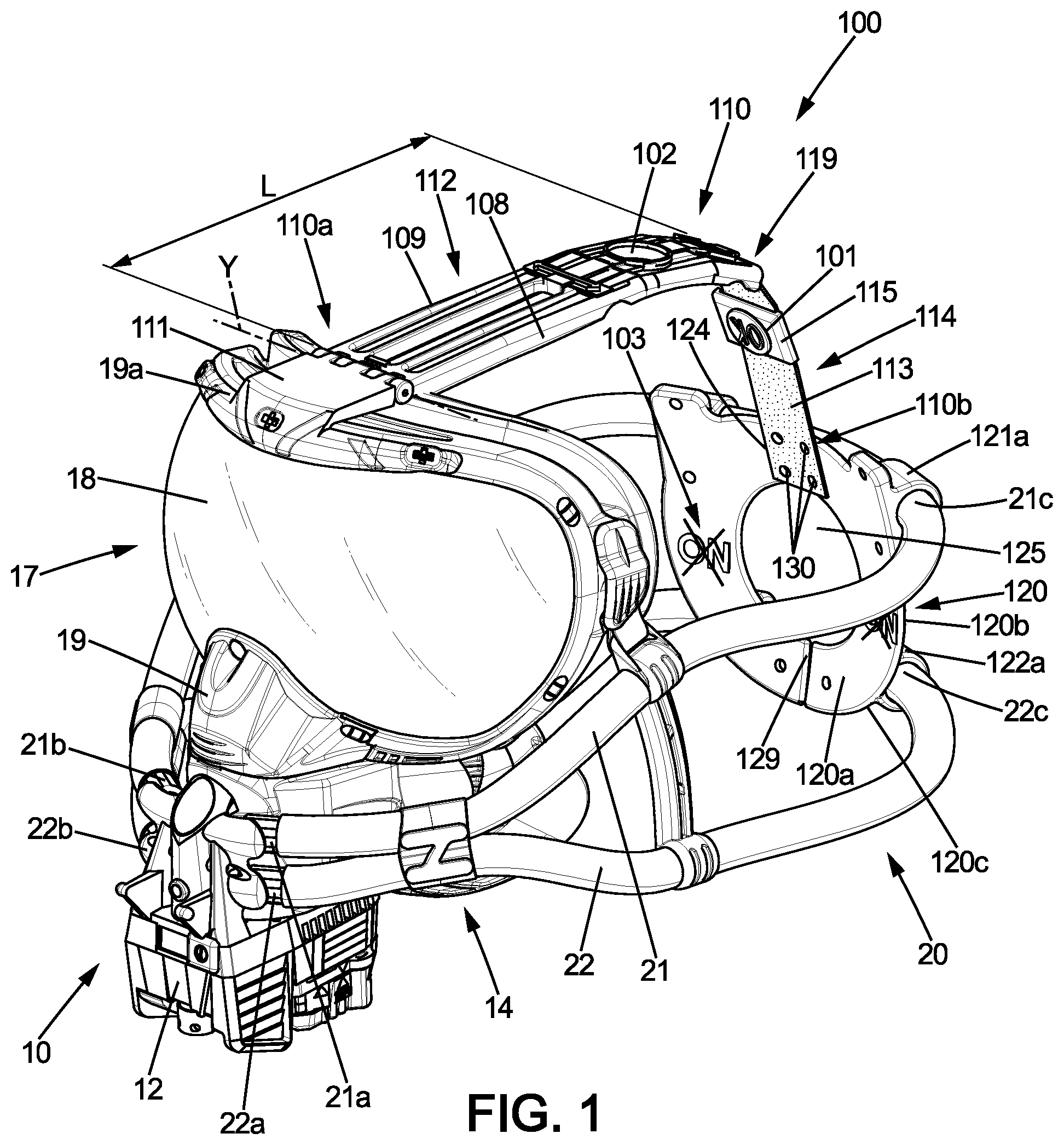 Patent US12377297 Figure 1 – Breathing equipment for an aircraft, breathing assembly and method for stowing the breathing equipment