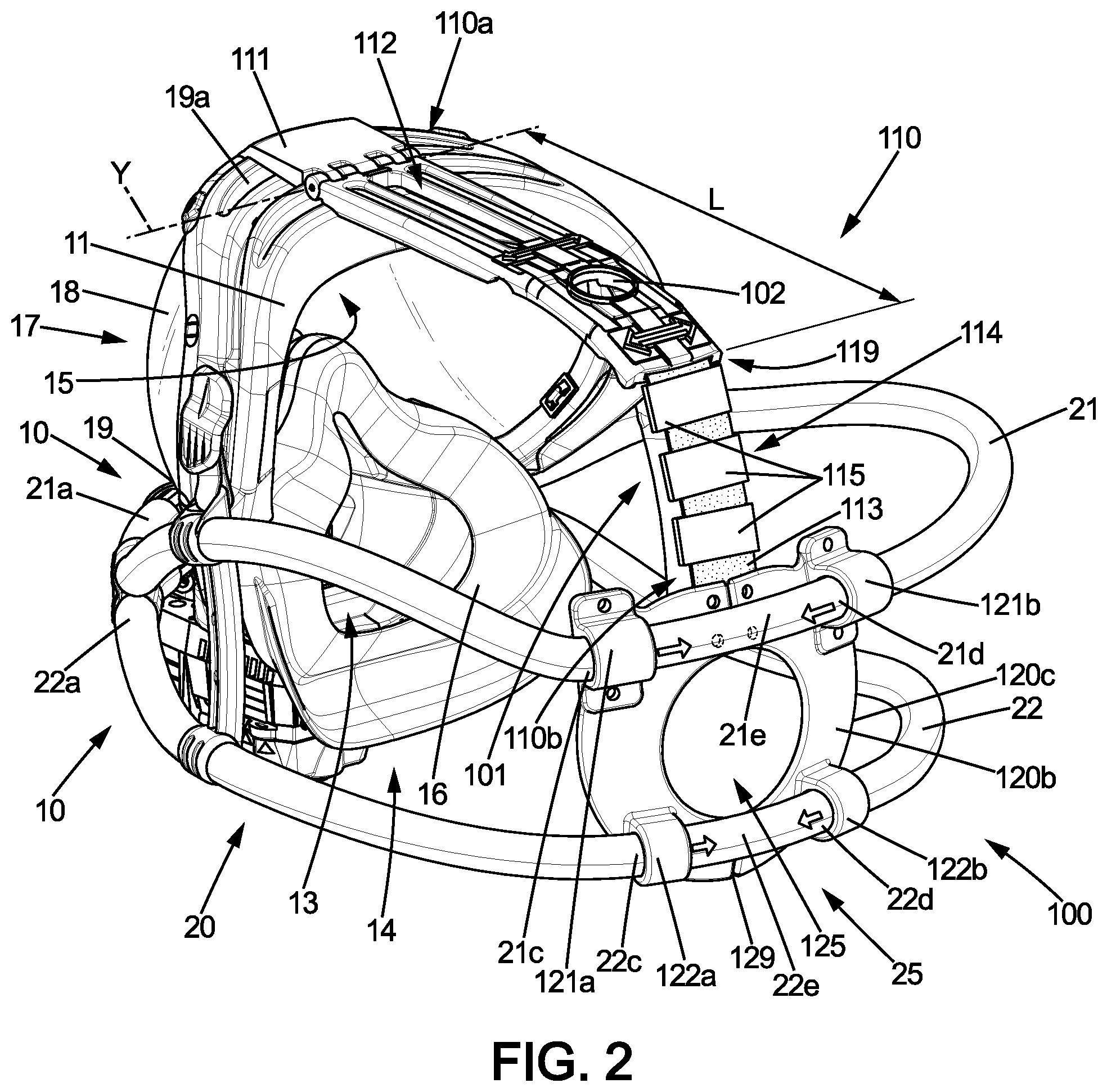 Patent US12377297 Figure 2 – Breathing equipment for an aircraft, breathing assembly and method for stowing the breathing equipment
