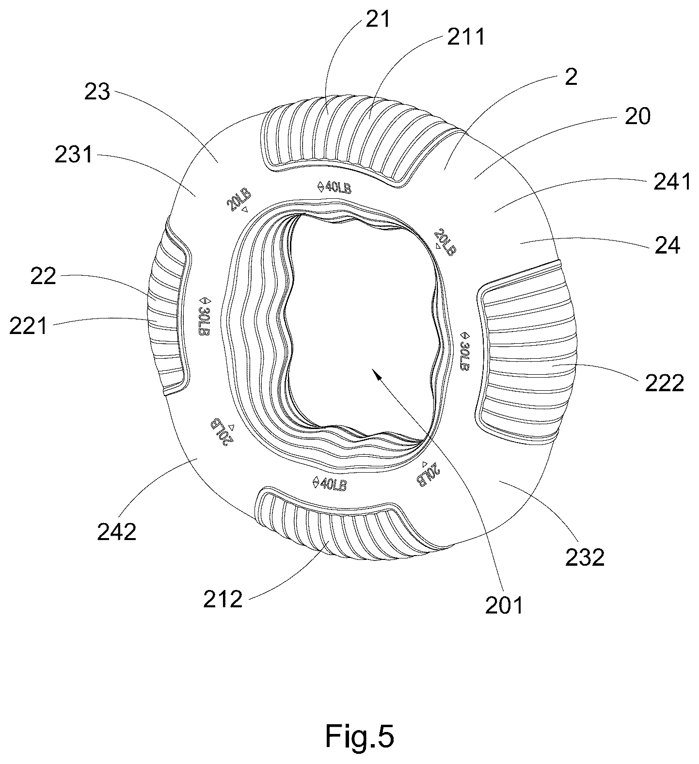 Patent US12377315 Figure 5 – Multi-resistance hand gripper ring