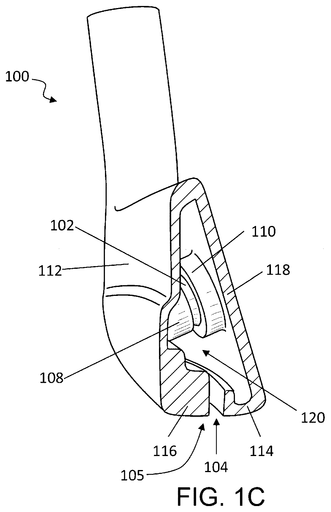 Patent US12377329 Figure 2 – Golf club having a damping element for ball speed control