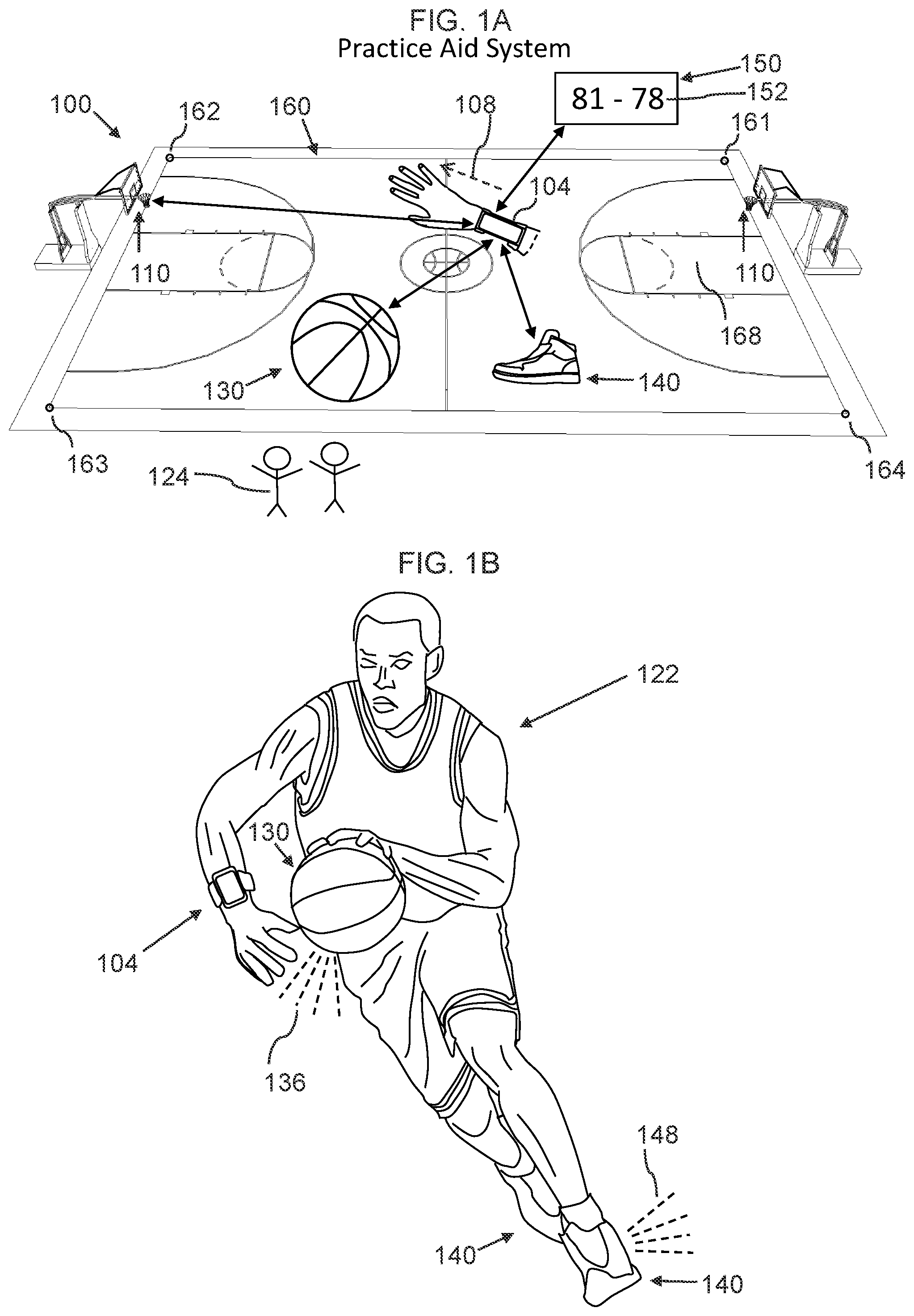 Patent US12377335 Figure 1 – Practice aid system