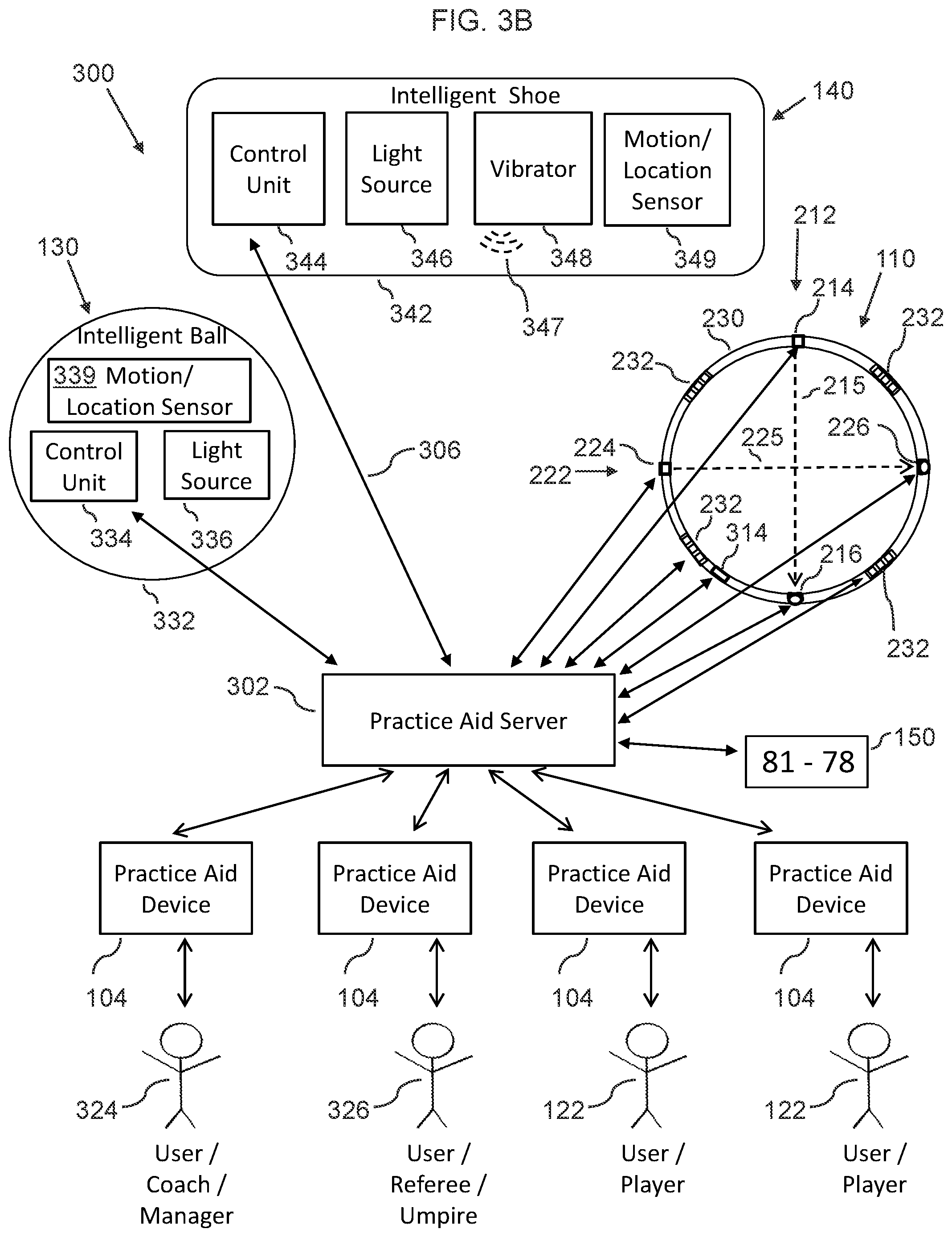 Patent US12377335 Figure 5 – Practice aid system