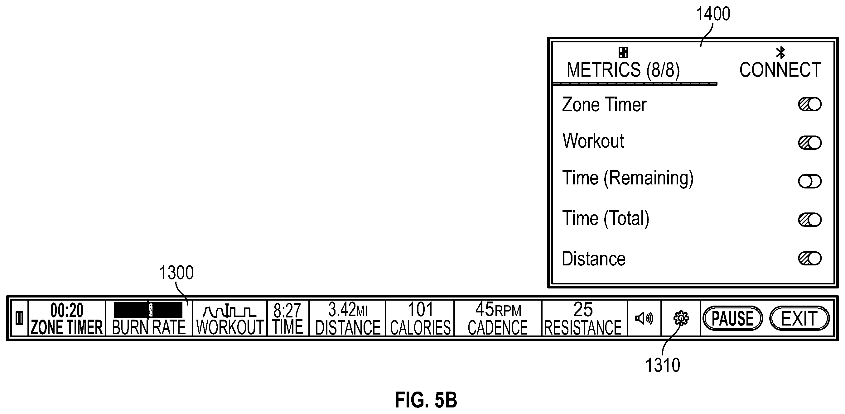 Patent US12377338 Figure 6 – Modular metrics bar for an exercise machine