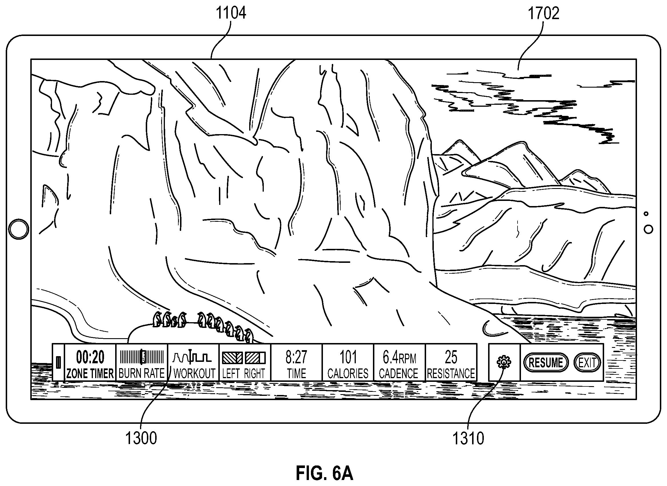 Patent US12377338 Figure 7 – Modular metrics bar for an exercise machine