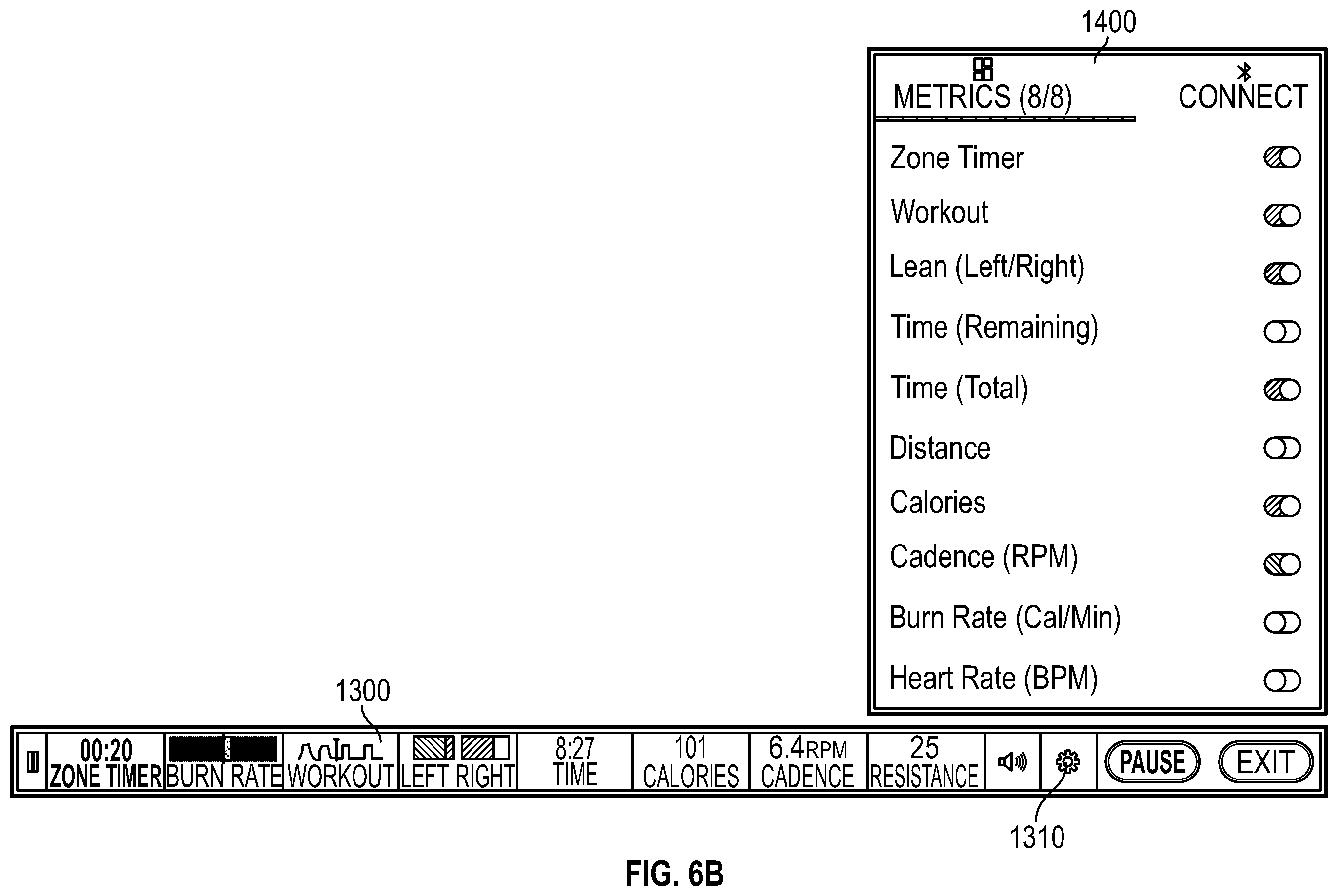 Patent US12377338 Figure 8 – Modular metrics bar for an exercise machine