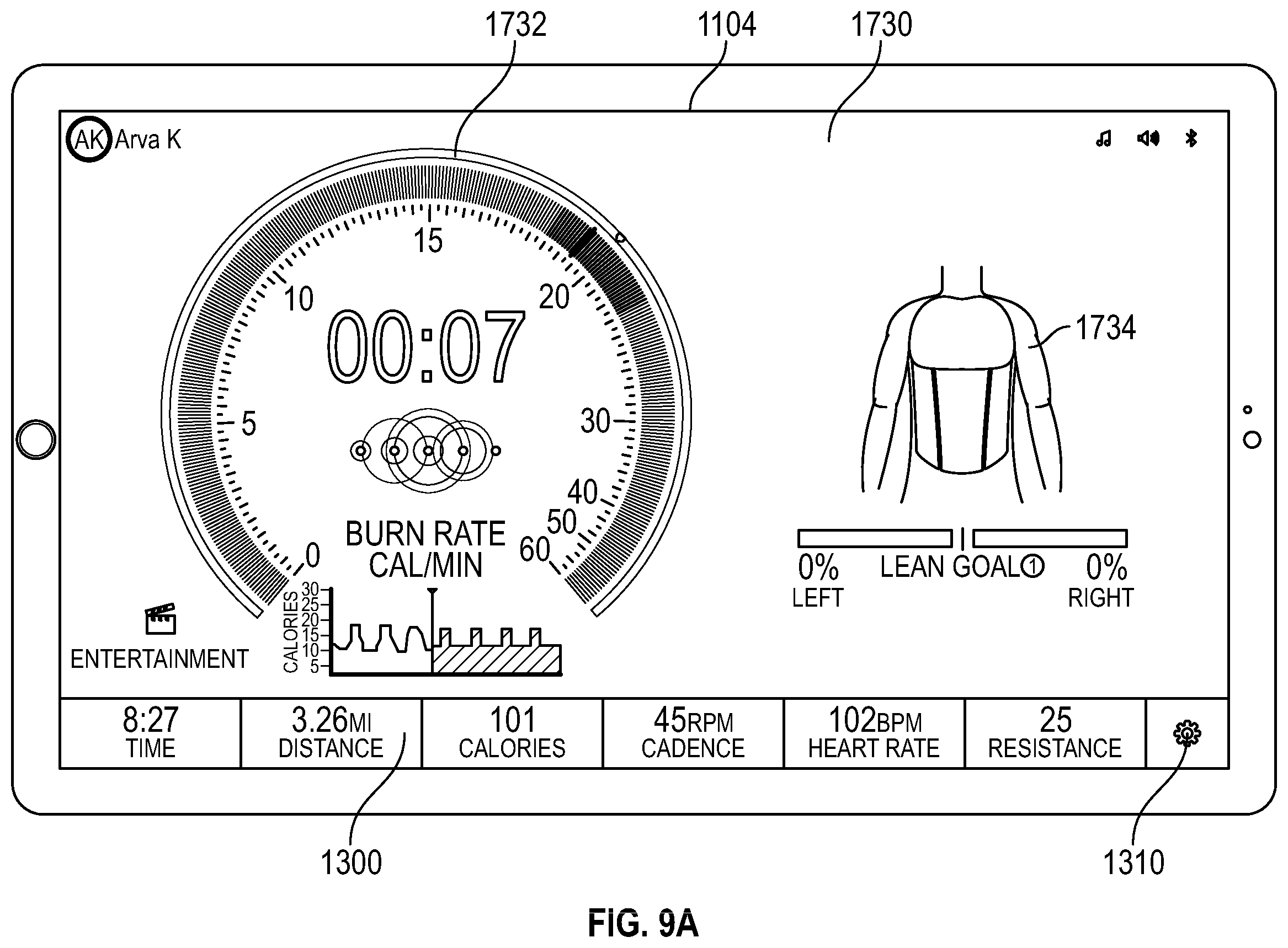 Patent US12377338 Figure 13 – Modular metrics bar for an exercise machine