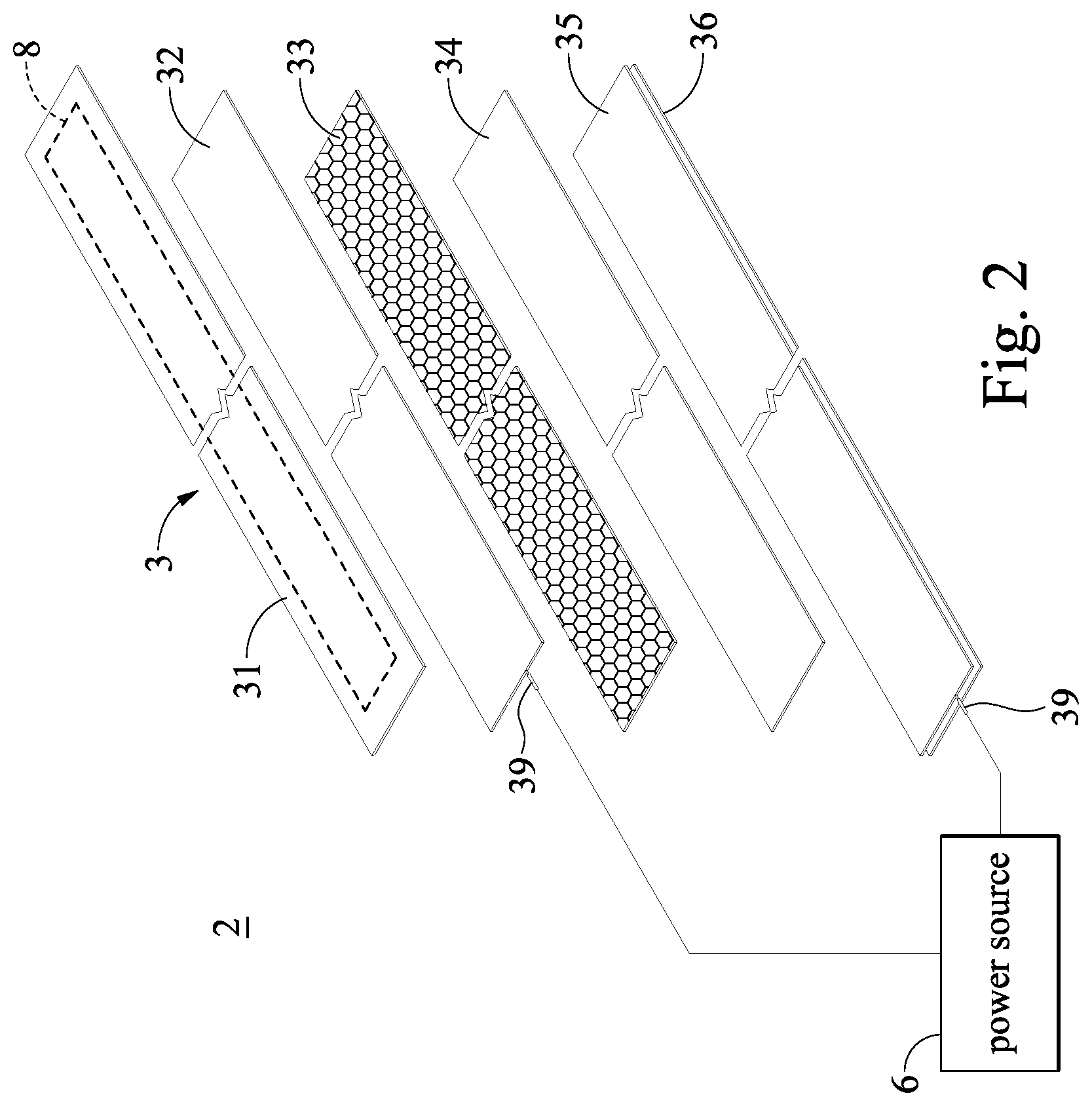 Patent US12377341 Figure 2 – Display device for showing court line on indoor field
