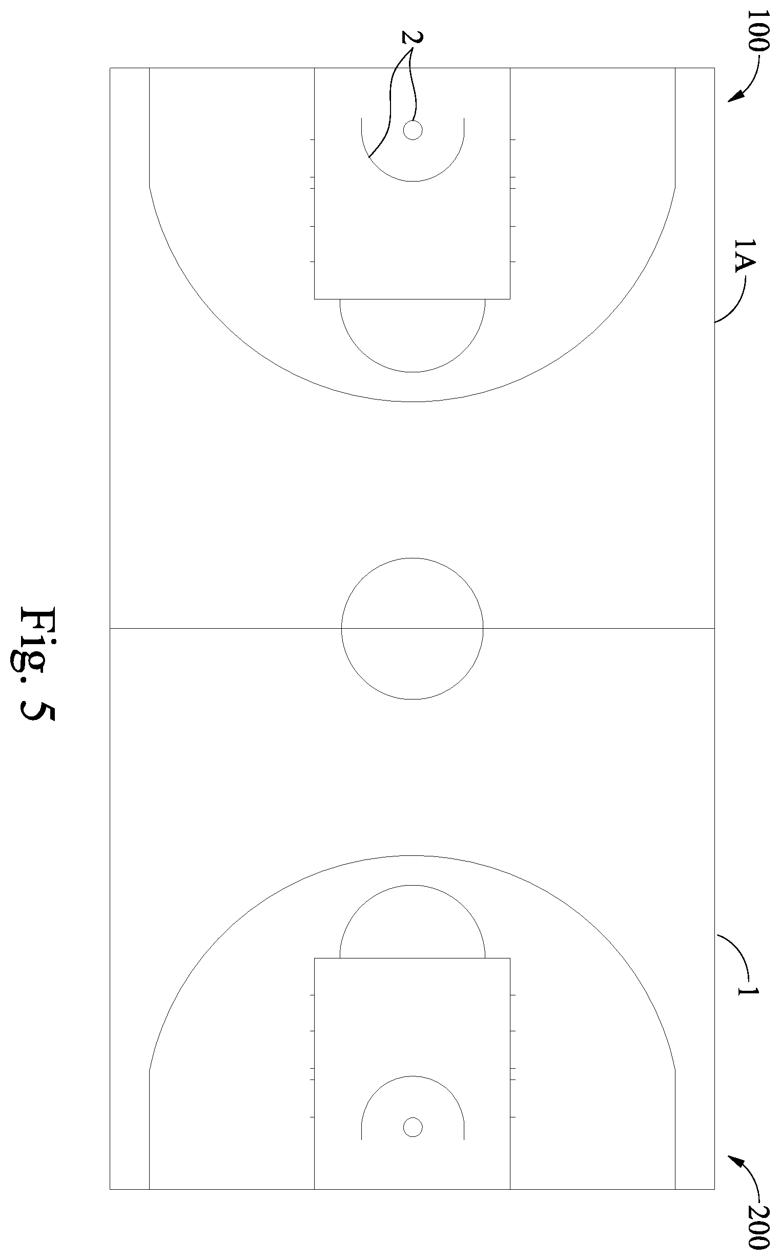 Patent US12377341 Figure 5 – Display device for showing court line on indoor field