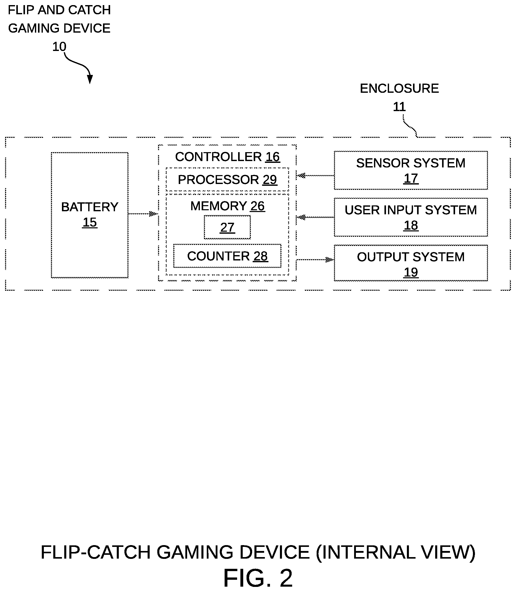 Patent US12377344 Figure 2 – Handheld flip and catch gaming device