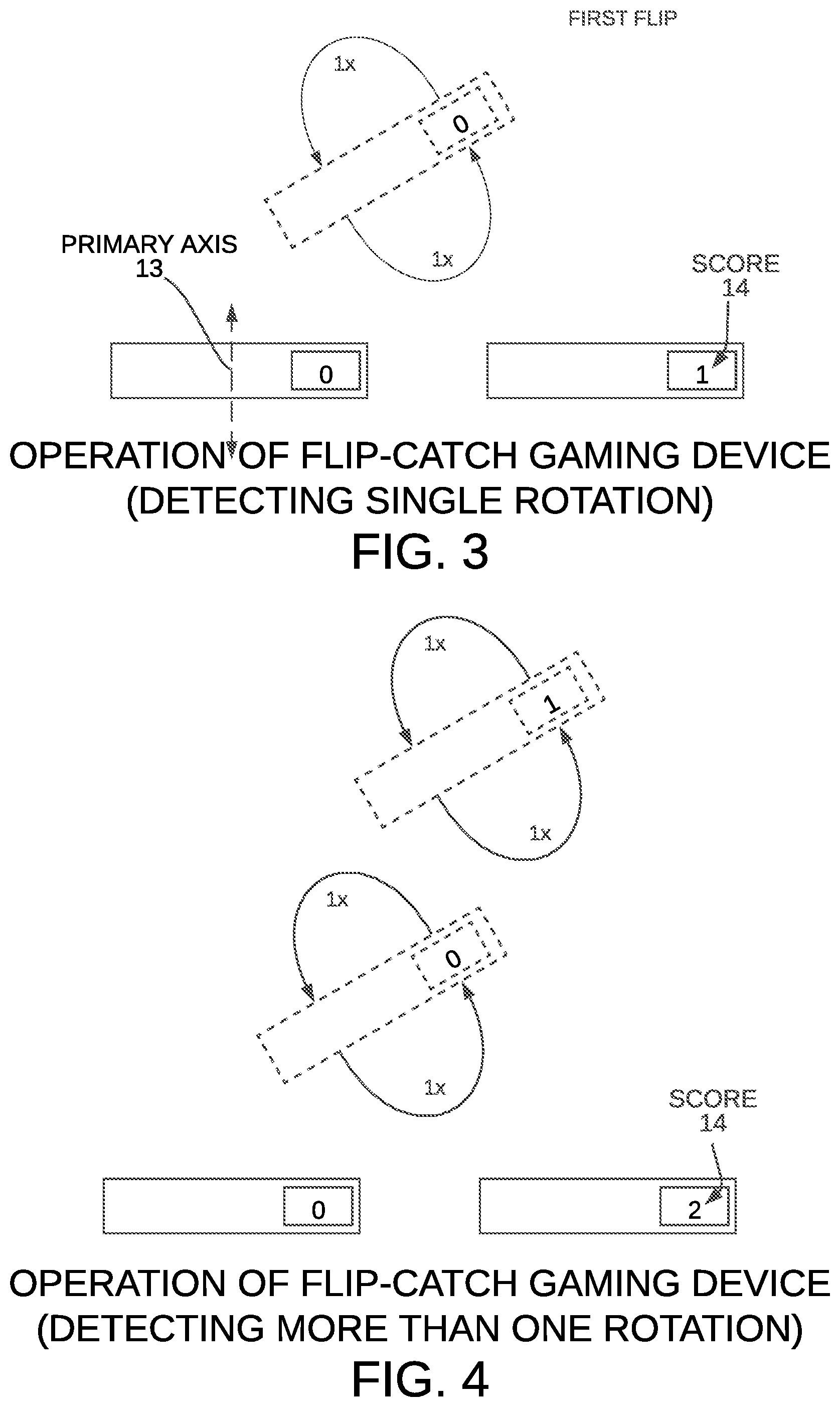 Patent US12377344 Figure 3 – Handheld flip and catch gaming device