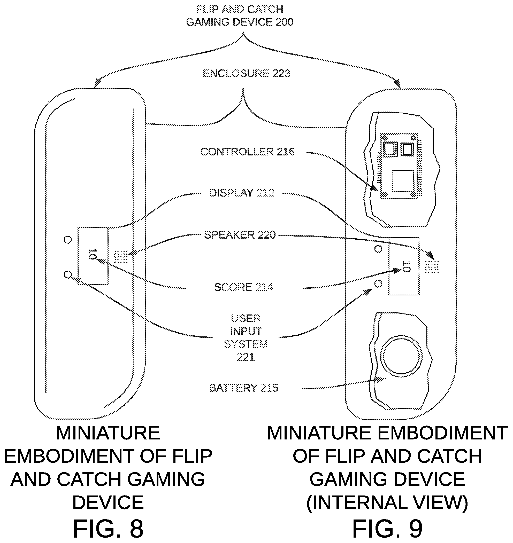 Patent US12377344 Figure 7 – Handheld flip and catch gaming device
