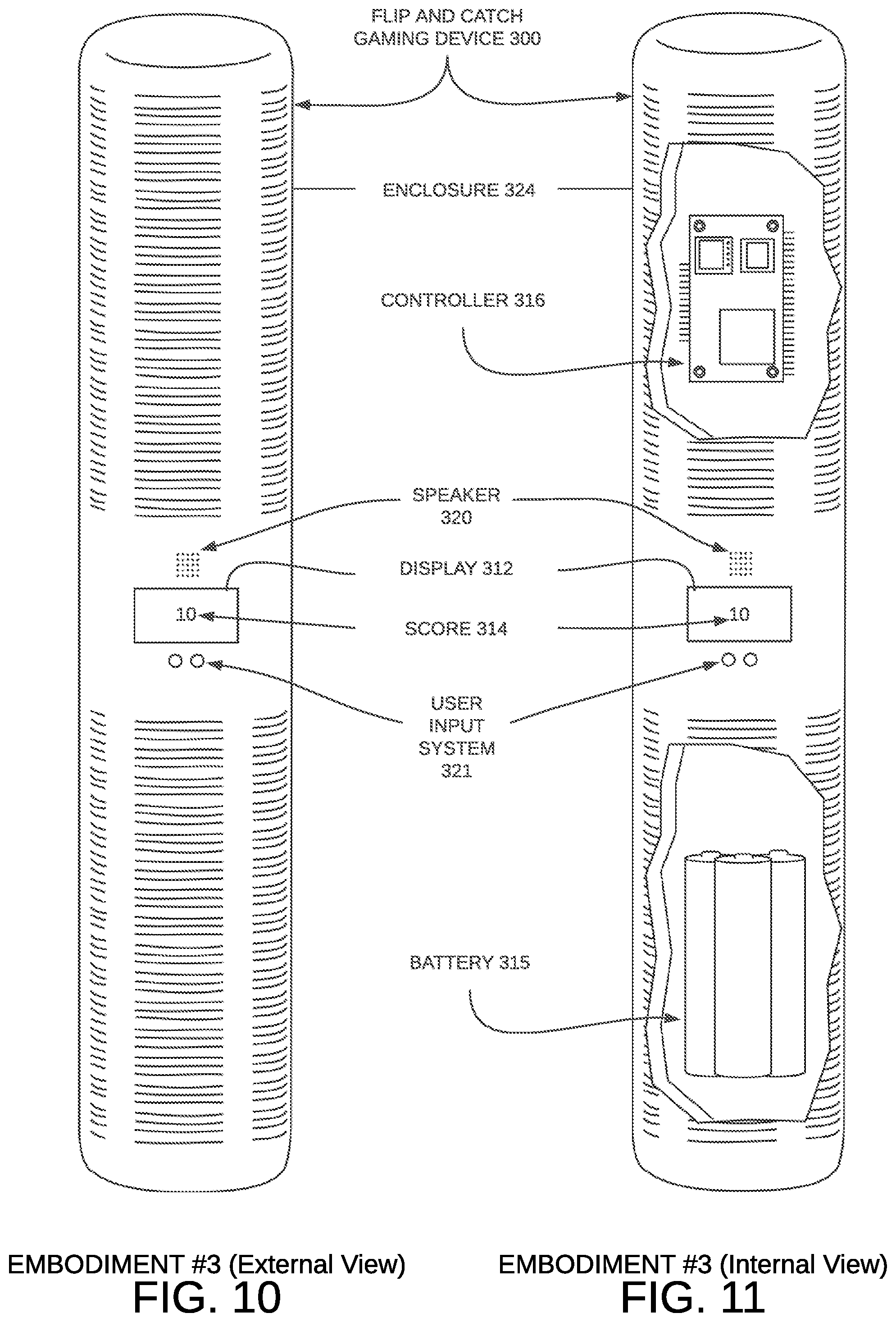 Patent US12377344 Figure 8 – Handheld flip and catch gaming device