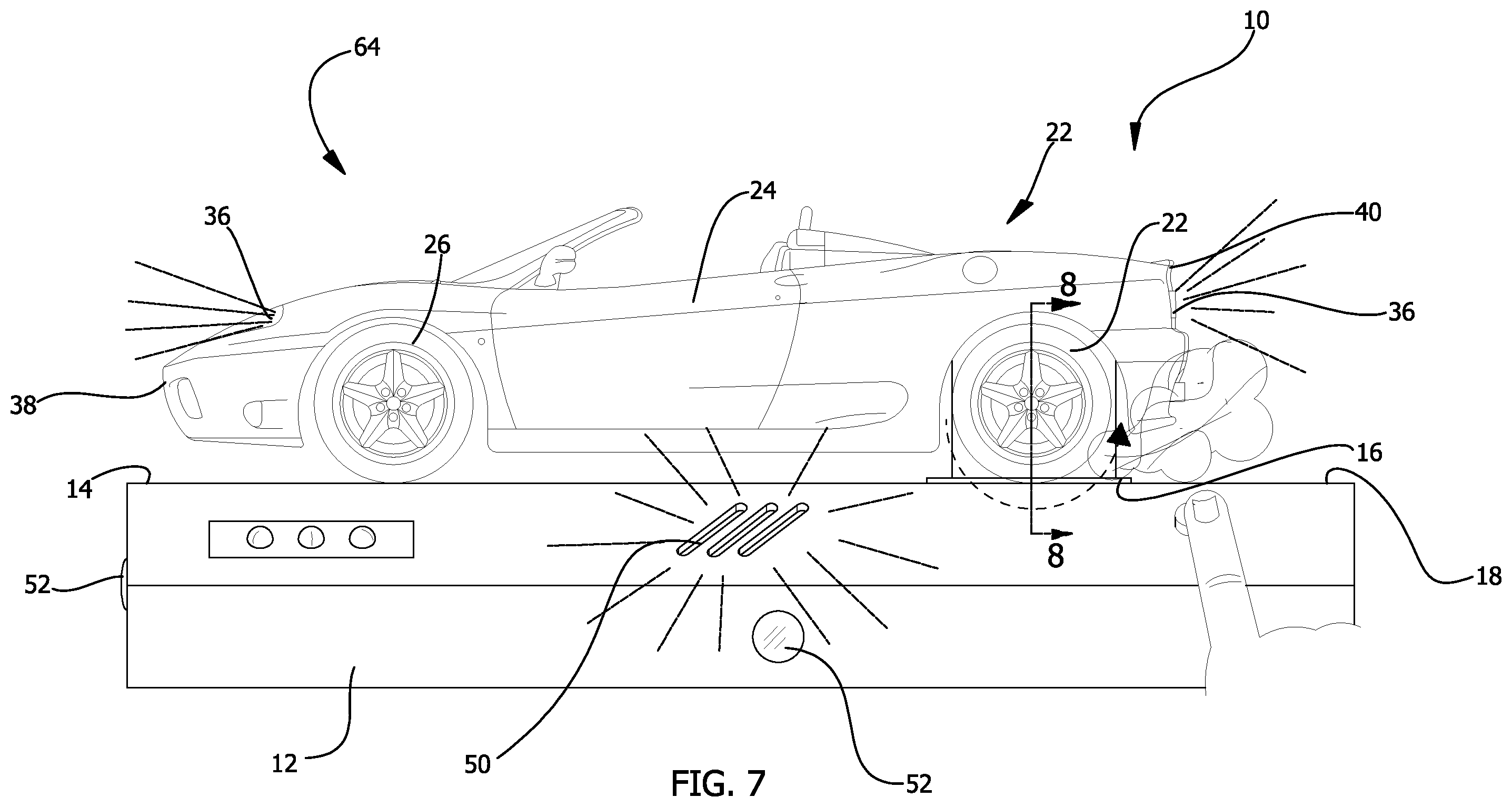 Patent US12377360 Figure 7 – Toy vehicle with a burnout function