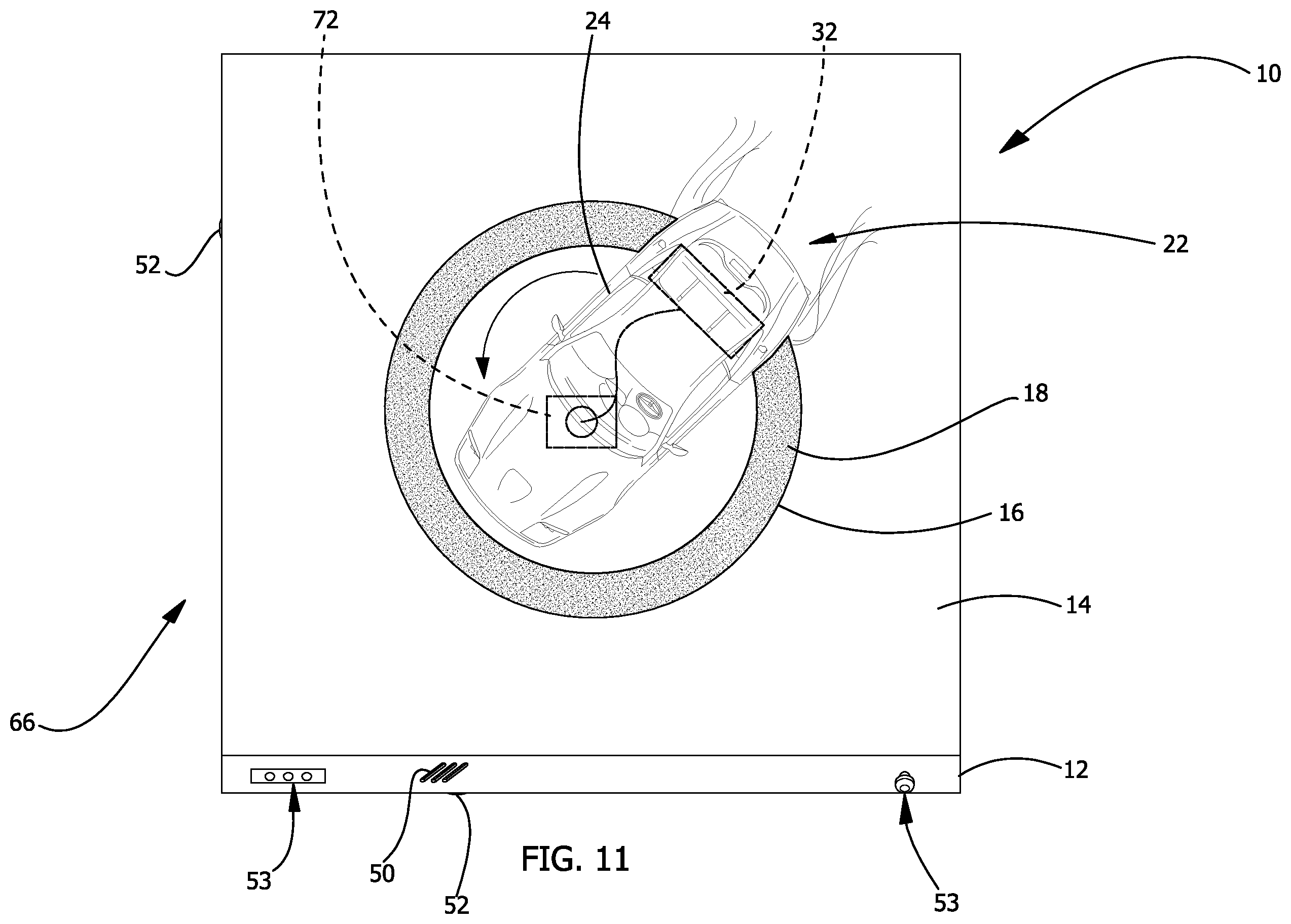 Patent US12377360 Figure 11 – Toy vehicle with a burnout function