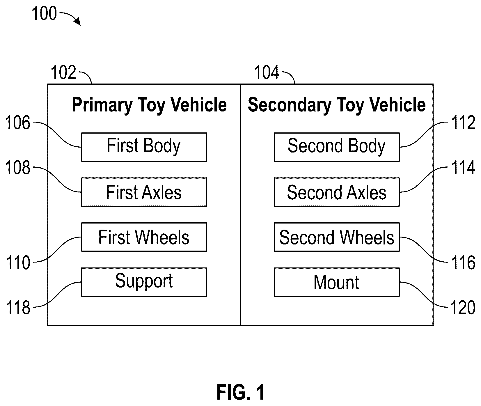 Patent US12377361 Figure 1 – Toy vehicle