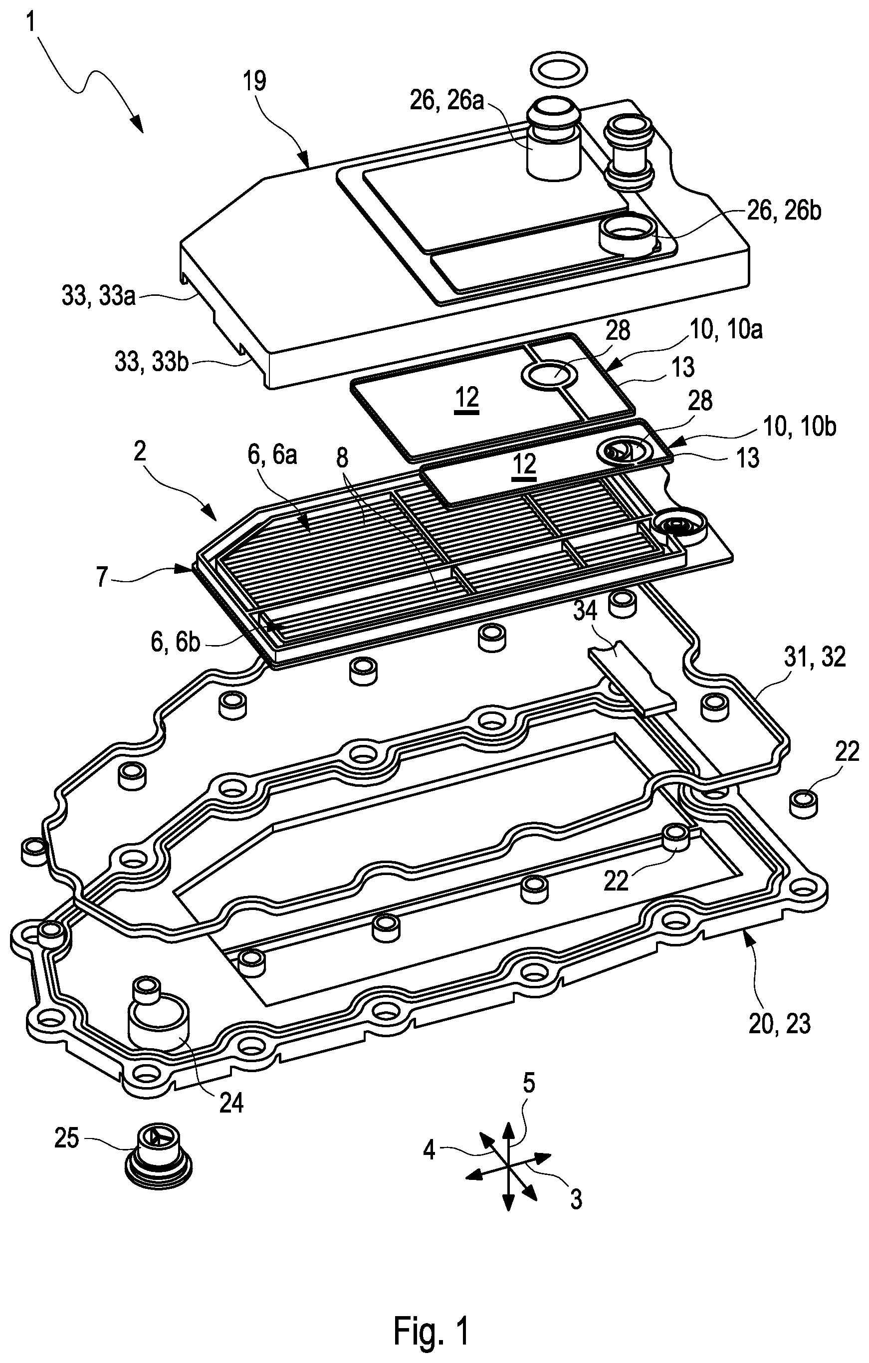 Patent US12377370 Figure 1 – Filter device for filtering a fluid