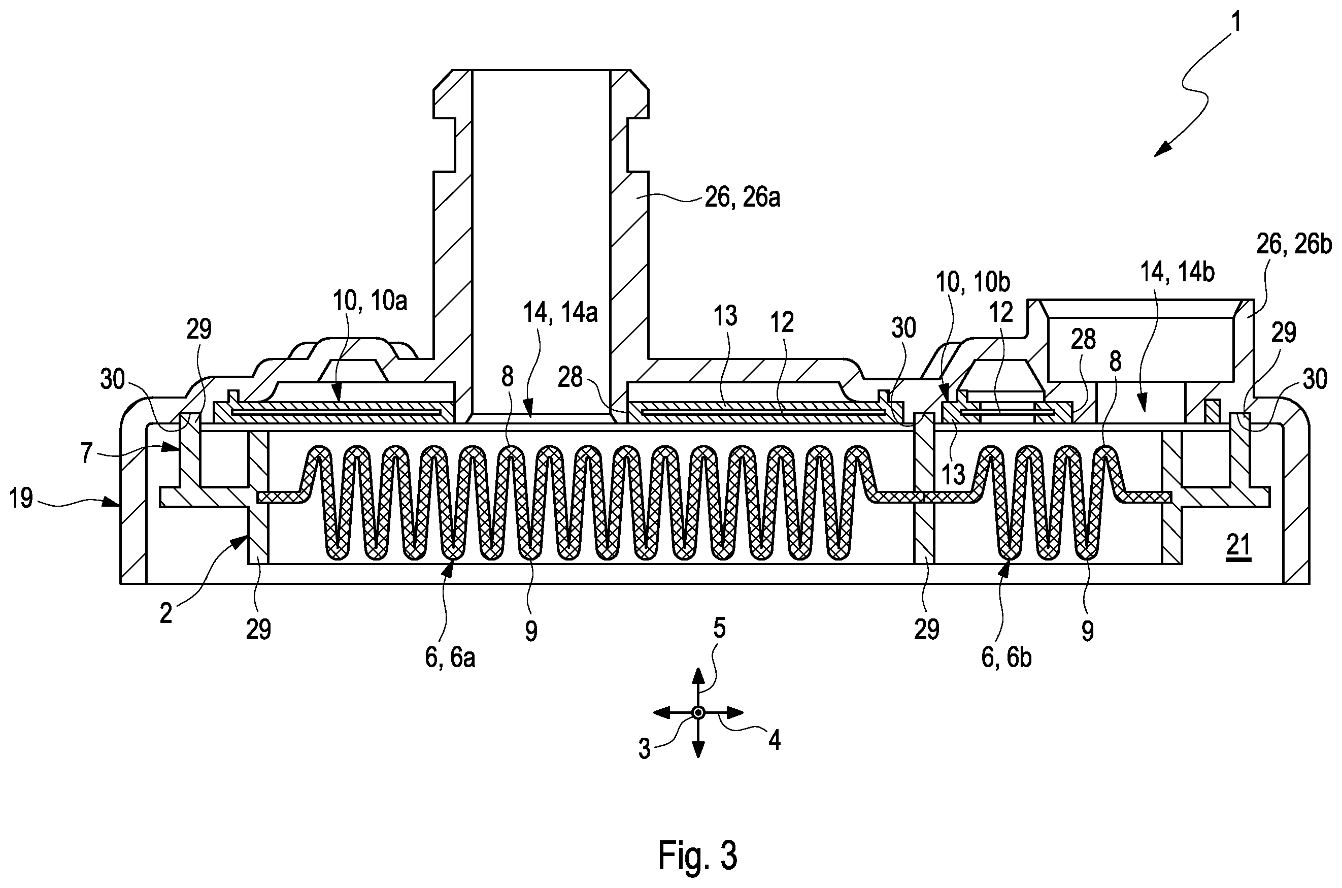 Patent US12377370 Figure 3 – Filter device for filtering a fluid