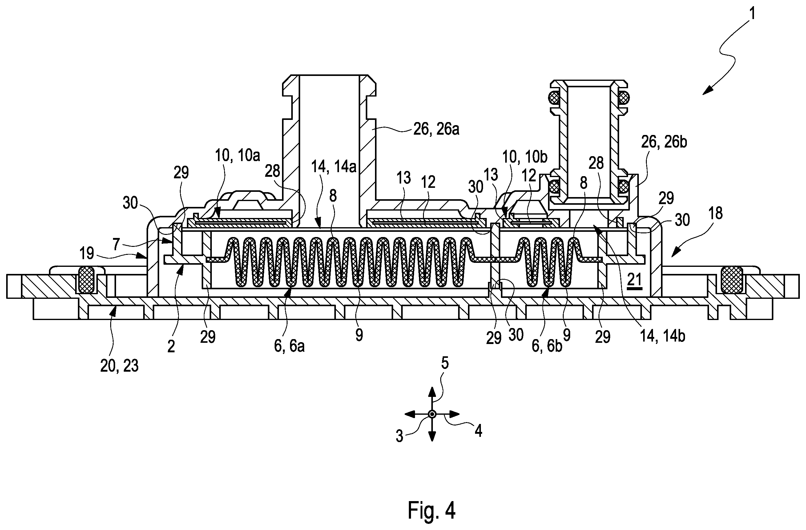 Patent US12377370 Figure 4 – Filter device for filtering a fluid