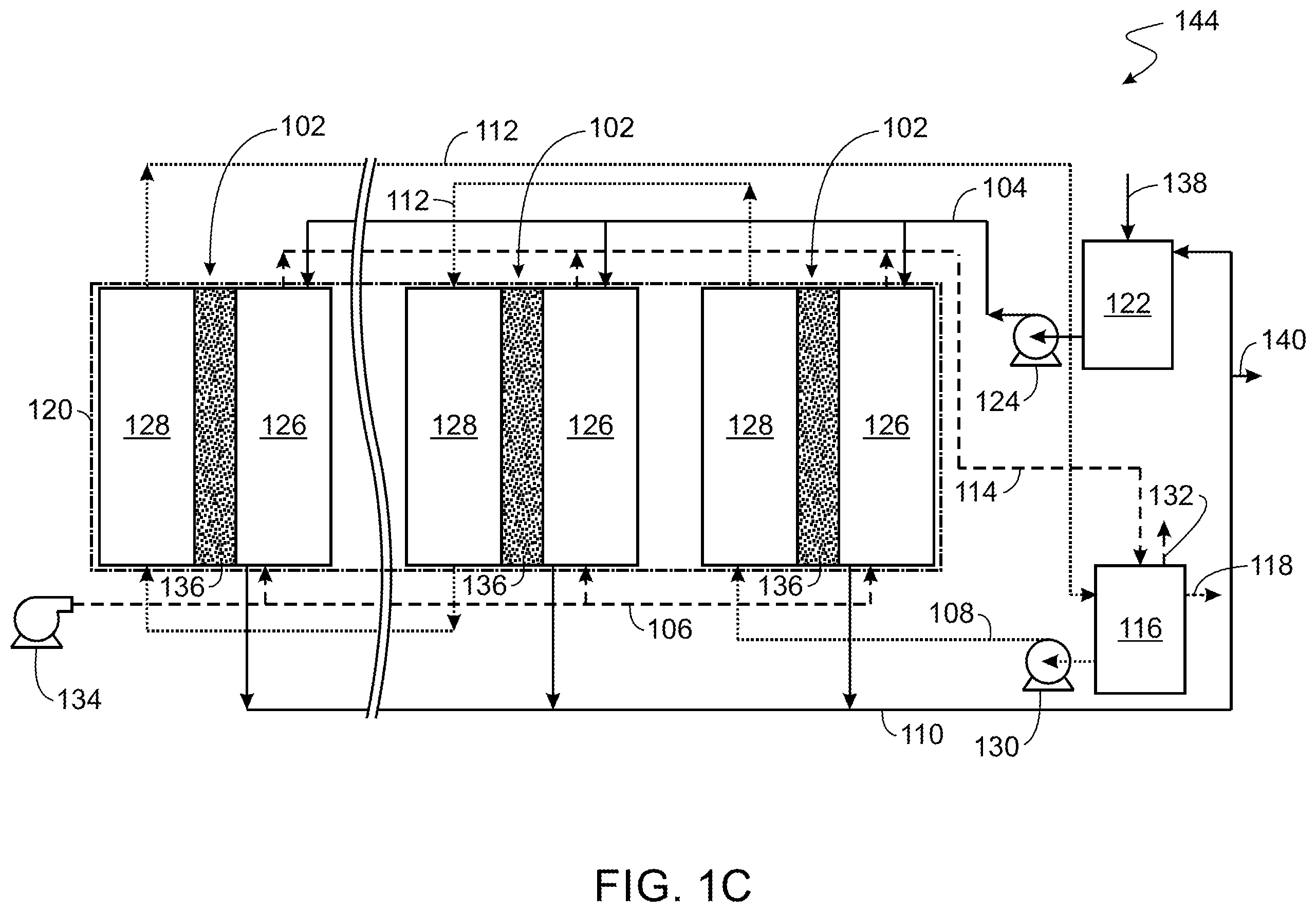 Patent US12377386 Figure 3 – Multi-stage direct contact membrane distillation system and process