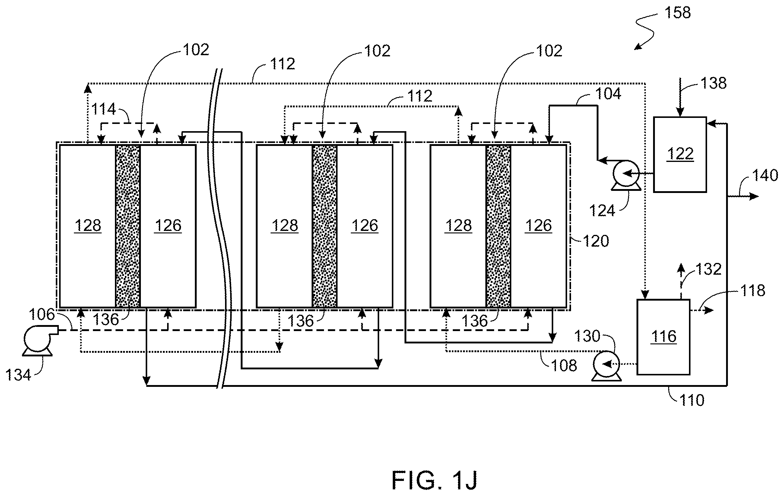 Patent US12377386 Figure 10 – Multi-stage direct contact membrane distillation system and process