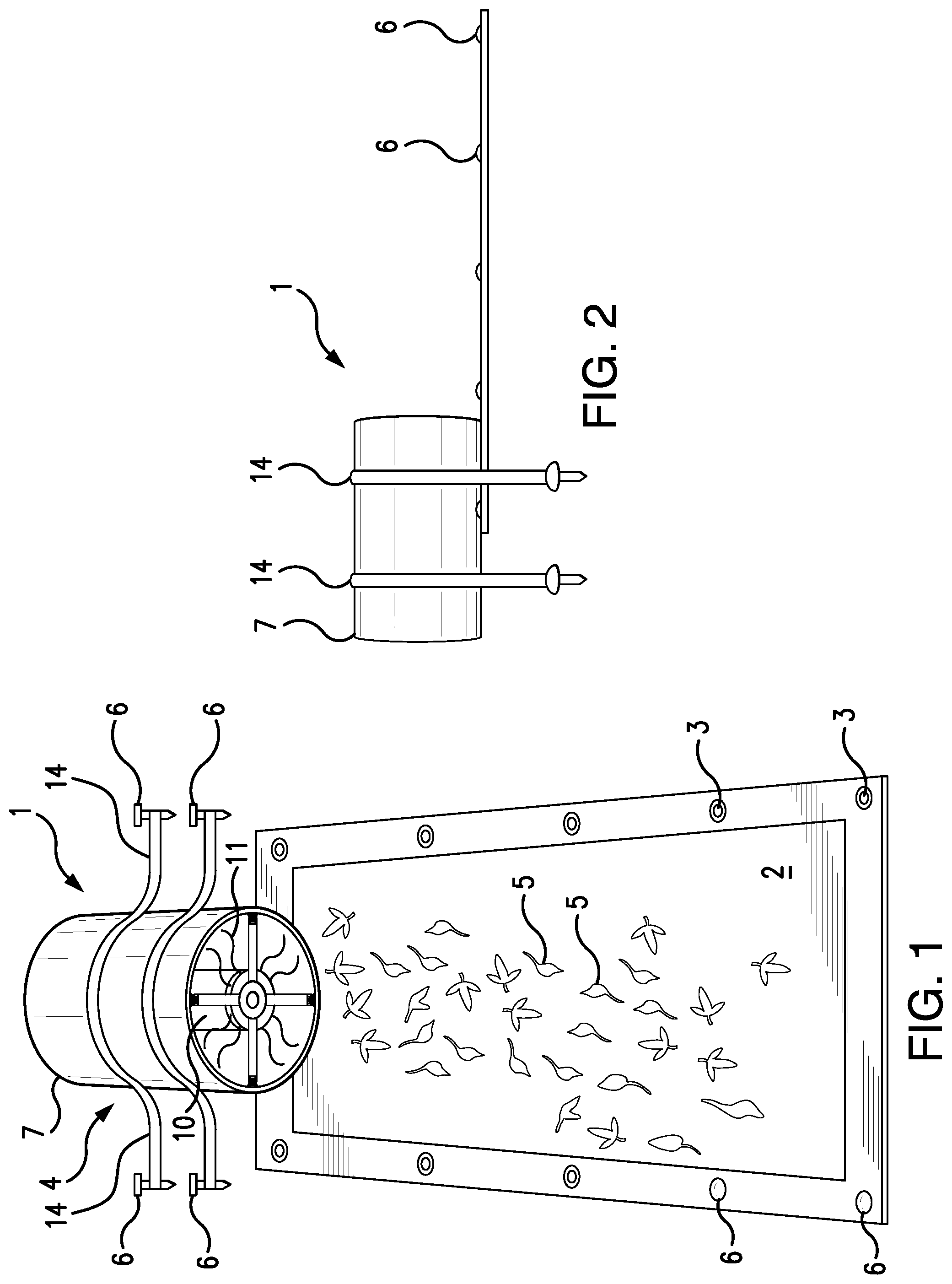 Patent US12377419 Figure 1 – Vacuum cylinder shredder for lawn debris
