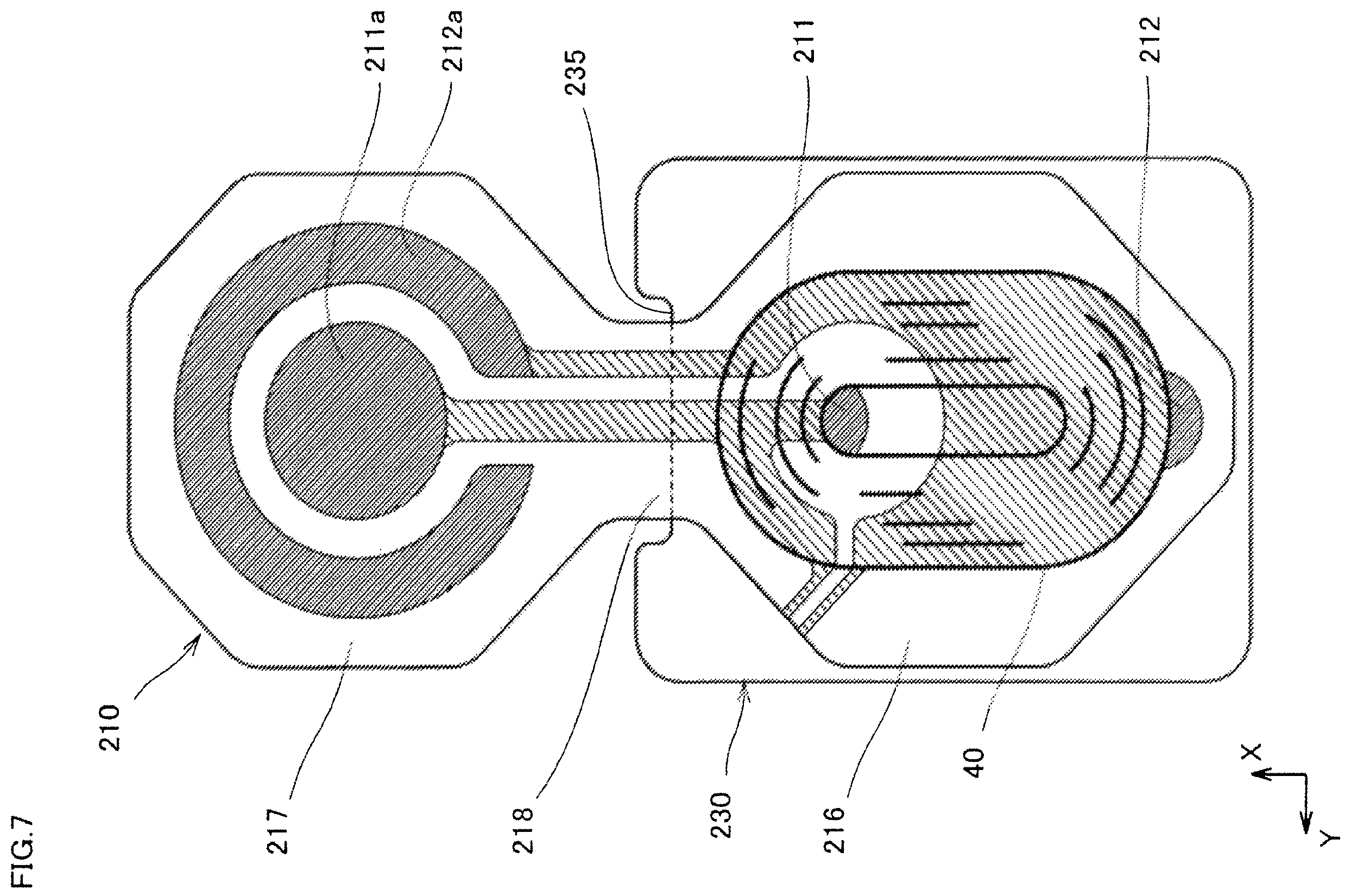 Patent US12377442 Figure 7 – Vibration generator moving vibrator by magnetic field generated by coil and vibrator-mounted holder used in vibration-generator