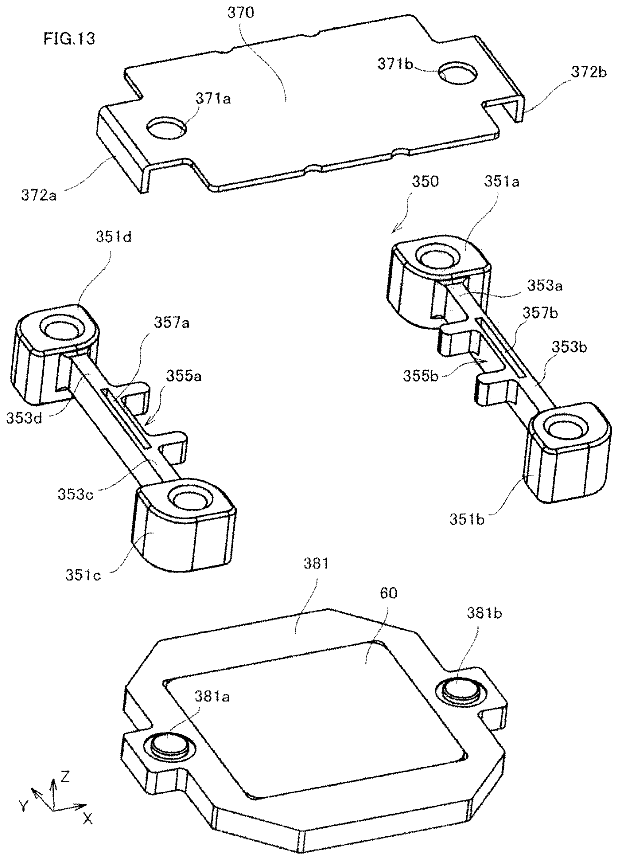 Patent US12377442 Figure 13 – Vibration generator moving vibrator by magnetic field generated by coil and vibrator-mounted holder used in vibration-generator