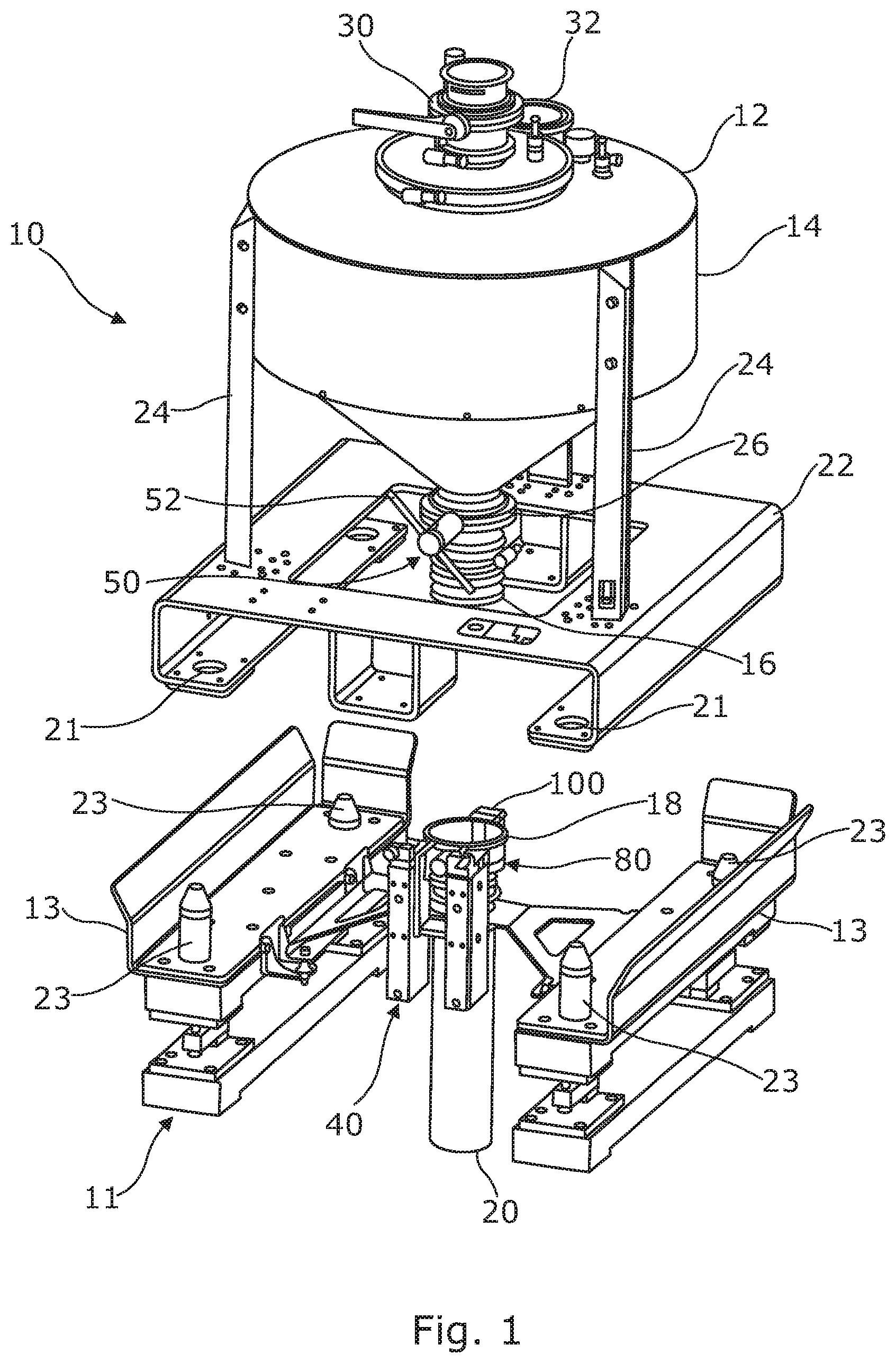 Patent US12377468 Figure 1 – Coupling system for an additive manufacturing process