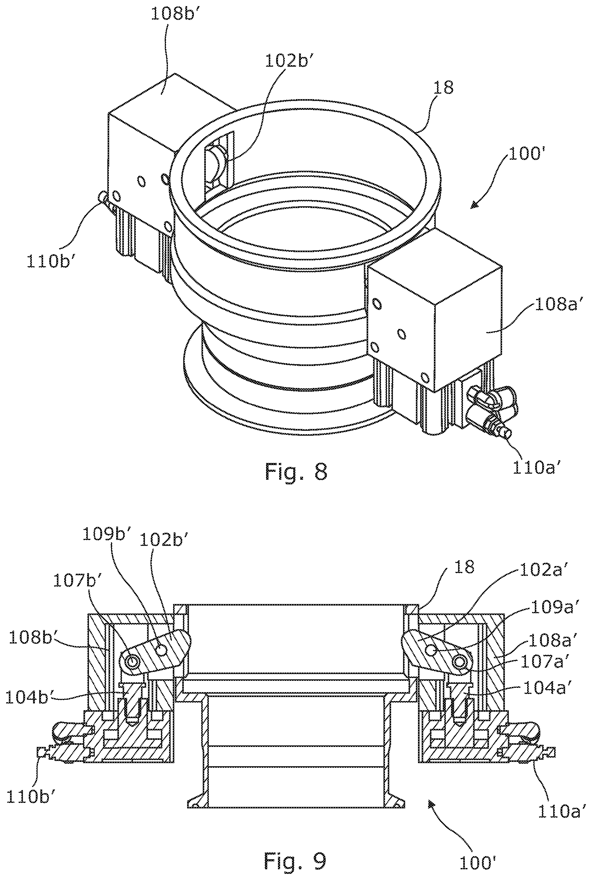 Patent US12377468 Figure 8 – Coupling system for an additive manufacturing process