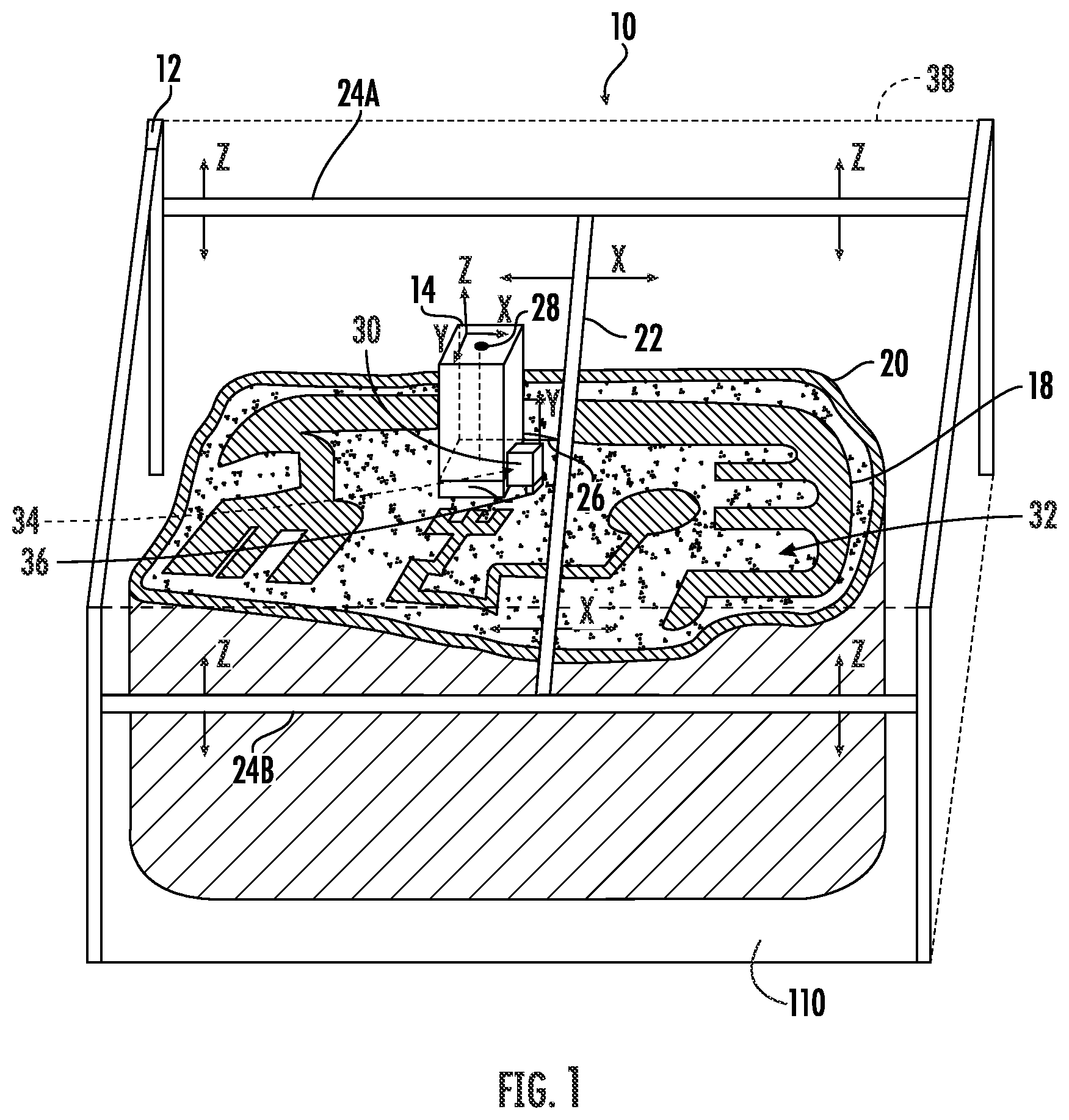 Patent US12377469 Figure 1 – Recoater for additive manufacturing