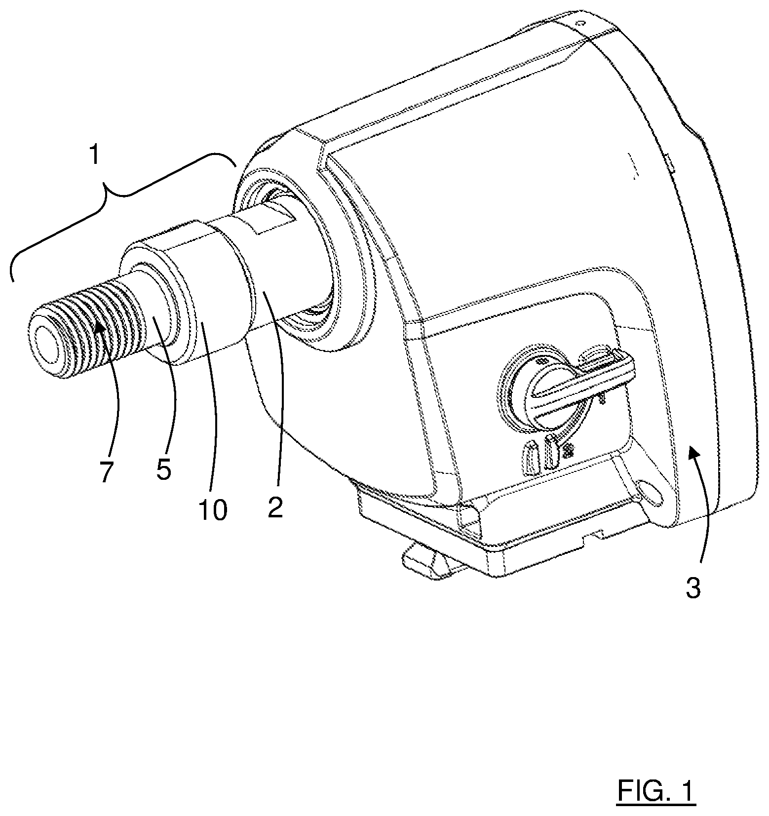 Patent US12377472 Figure 1 – Tool holding arrangement, thread insert, rotatable shaft and drill unit