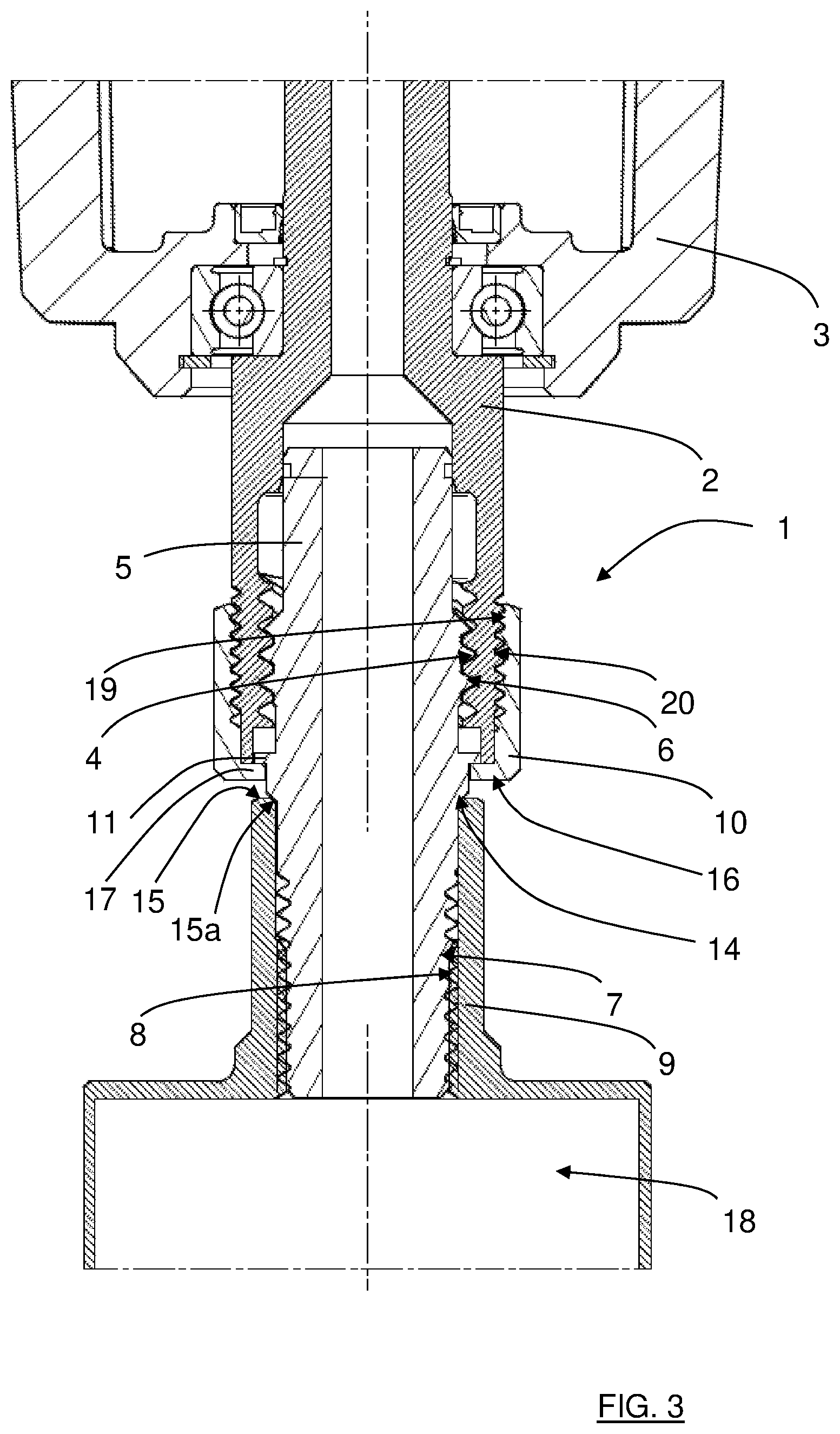 Patent US12377472 Figure 3 – Tool holding arrangement, thread insert, rotatable shaft and drill unit